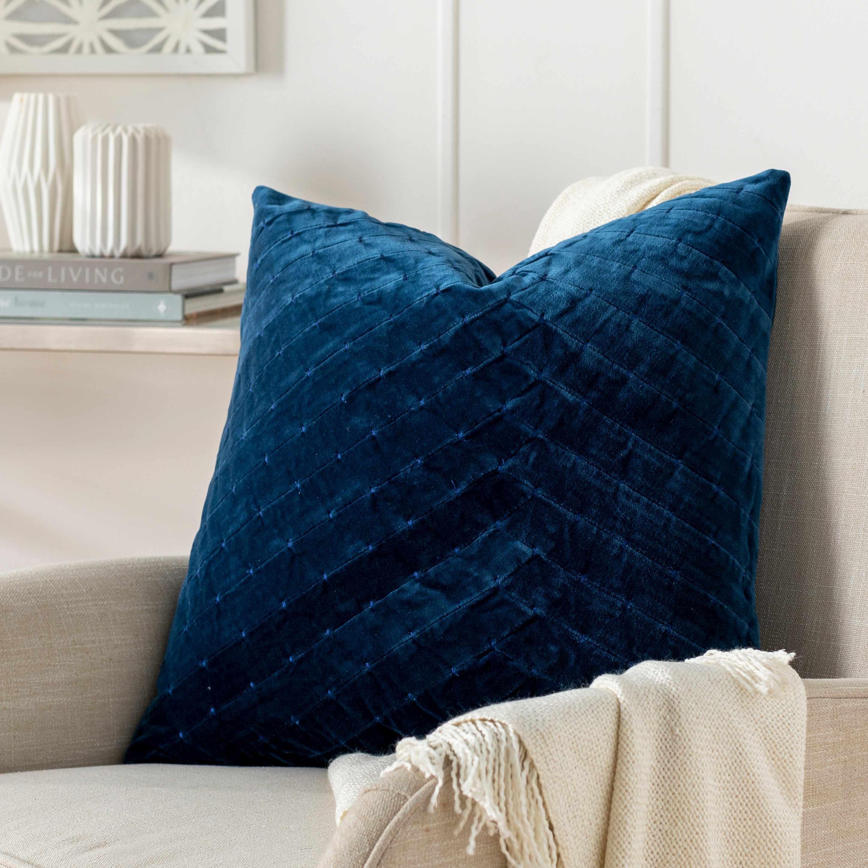 Onyx Navy Square Throw Pillow-2