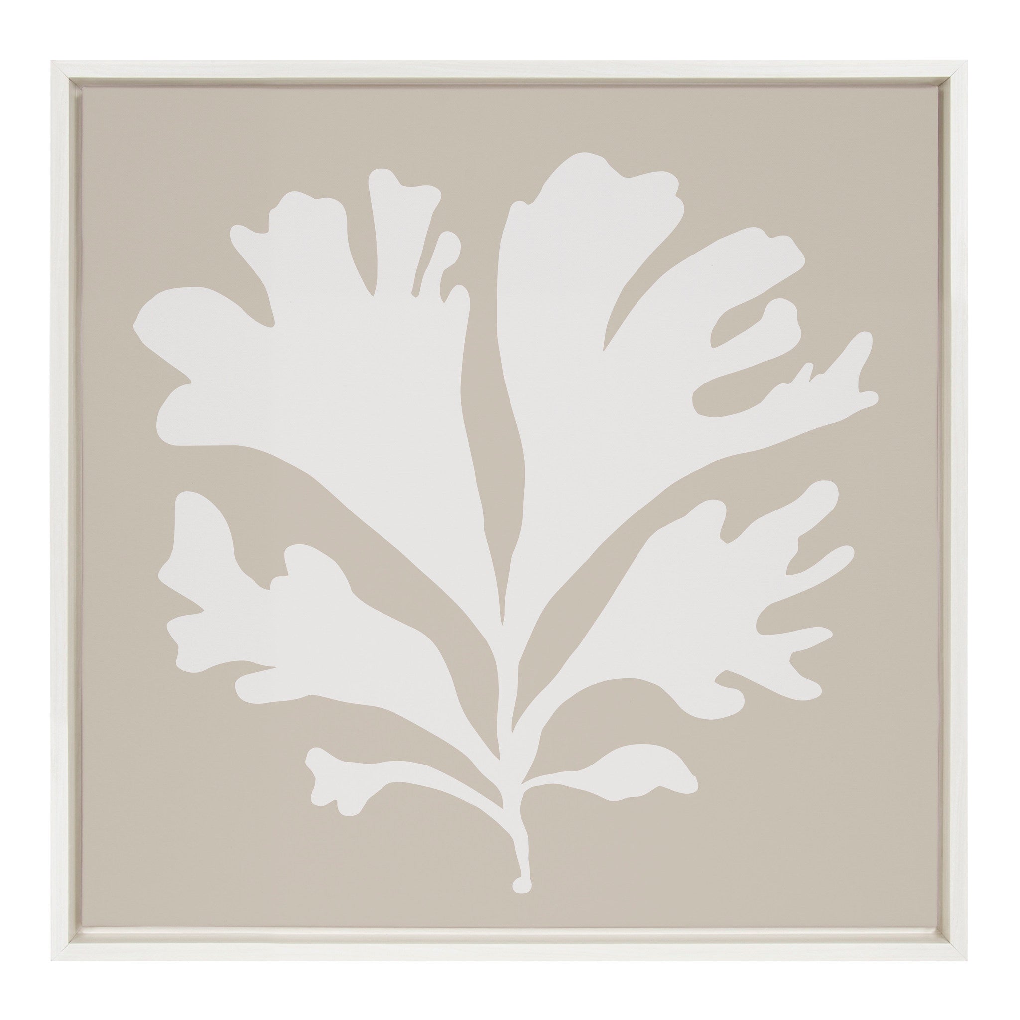 Sylvie Sophisticated Neutral Coral Beige Framed Canvas by The Creative Bunch Studio
