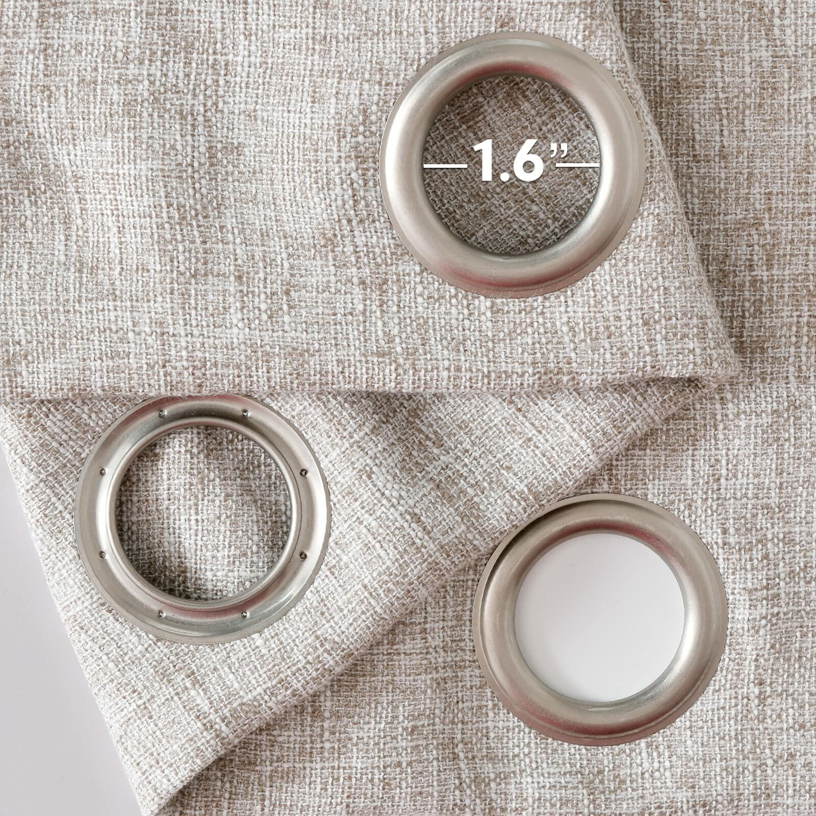 Jinchan Faux Linen Burlap Curtains 63" Heathered Gray 2pc Grommet Panels