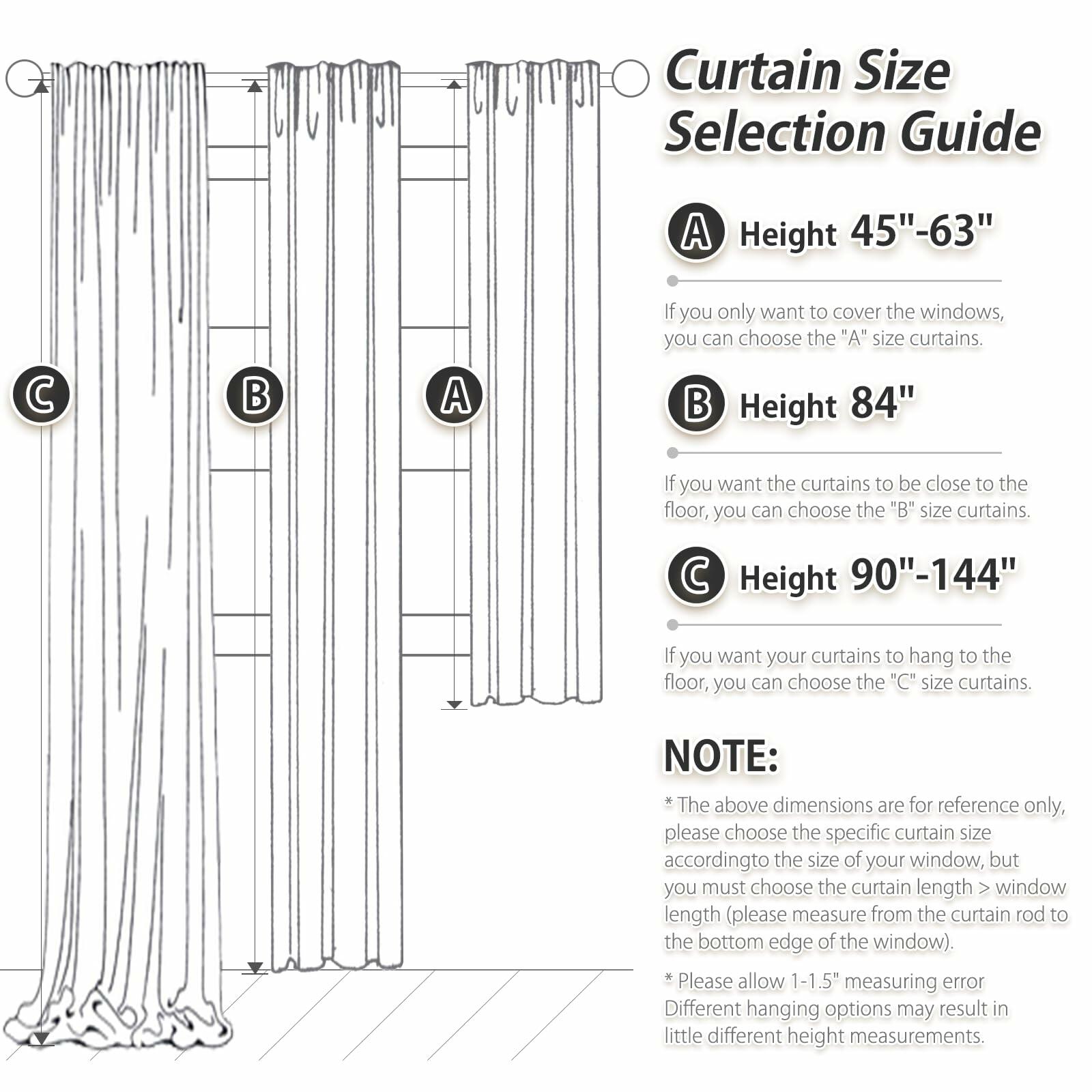 PANGSINNE 63in Blackout Linen Curtains 2 Panels Dusty Blue 52x63in