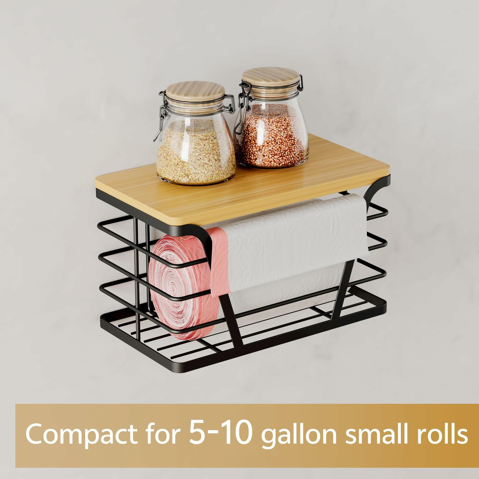 TIDIIABODE Grocery Bag Holder Wall Mount Stainless Steel Black 1-Pack