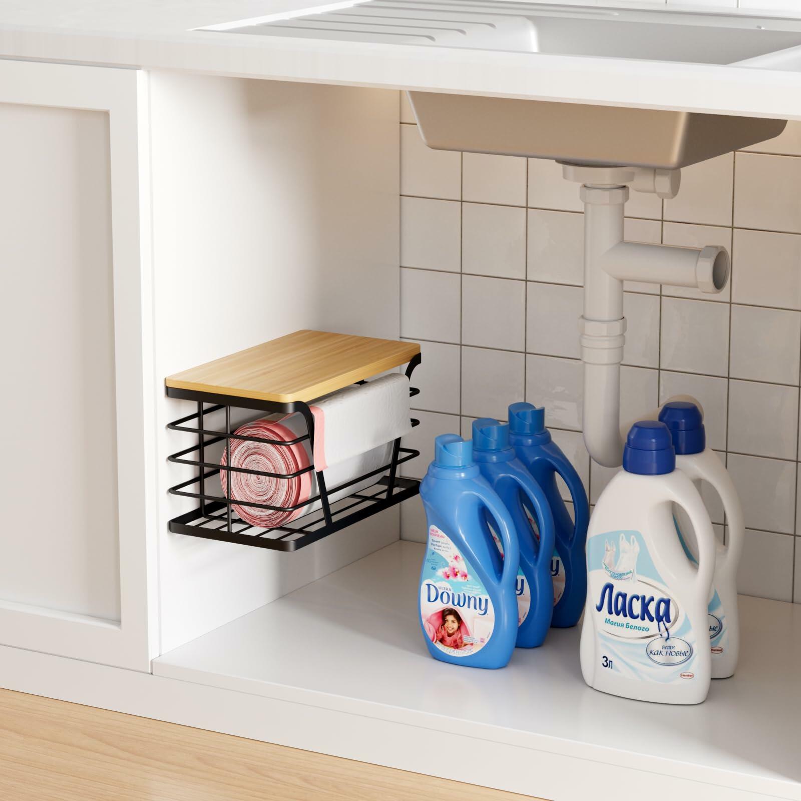 TIDIIABODE Grocery Bag Holder Wall Mount Stainless Steel Black 1-Pack