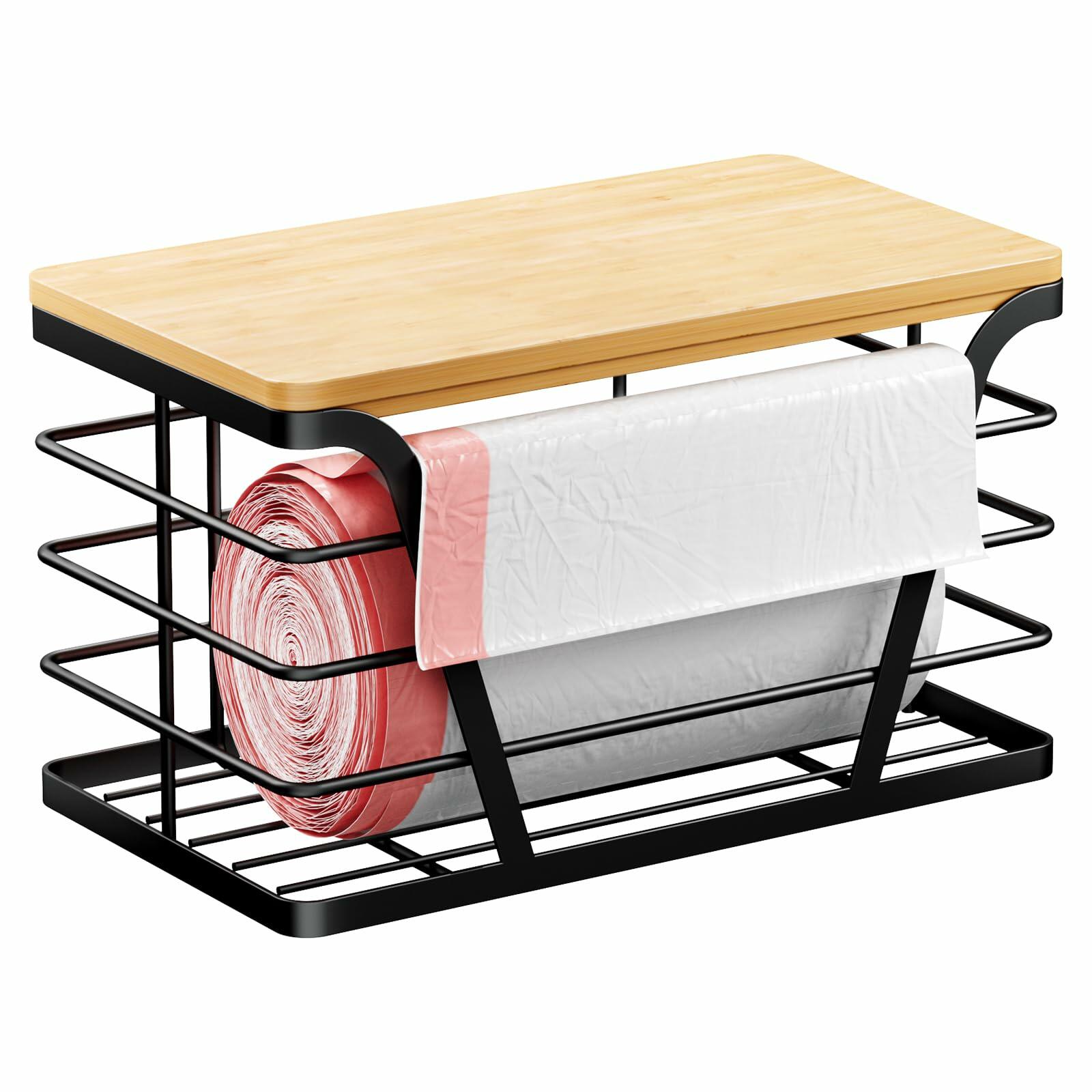 TIDIIABODE Grocery Bag Holder Wall Mount Stainless Steel Black 1-Pack