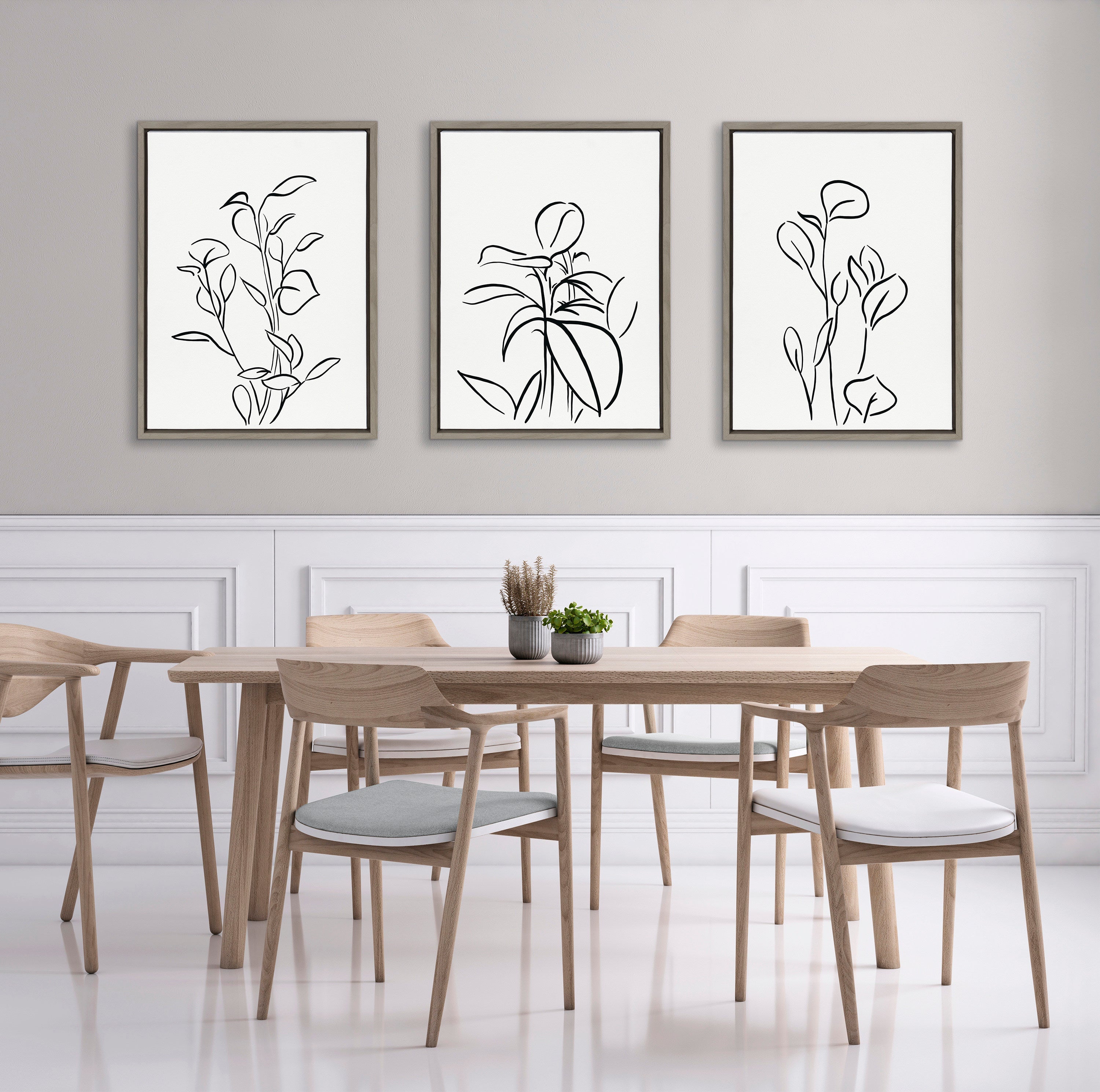 Sylvie Botanical Sketch Print No 2 Framed Canvas by The Creative Bunch Studio