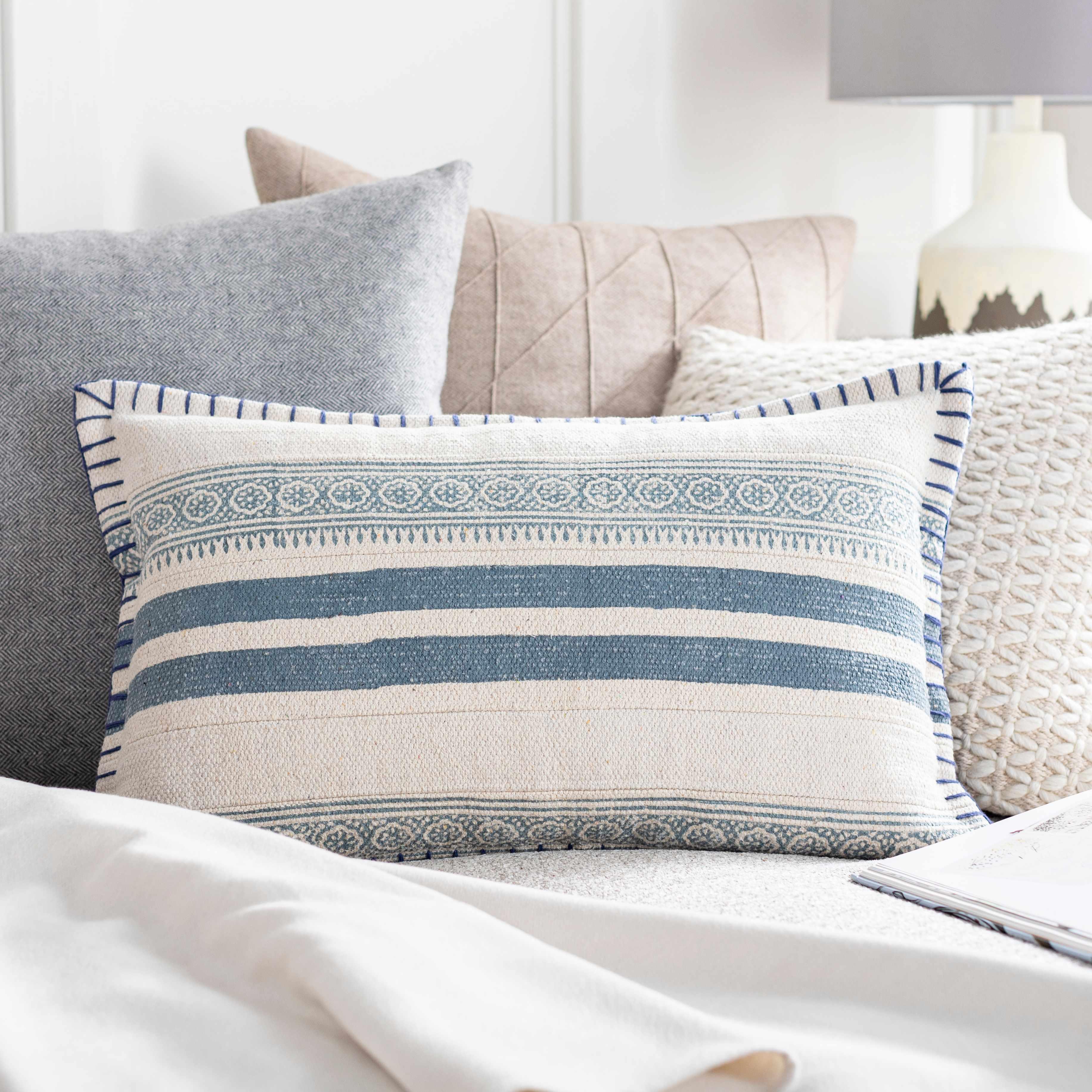 Oscar Blue Striped Throw Pillow - PRHOMZ