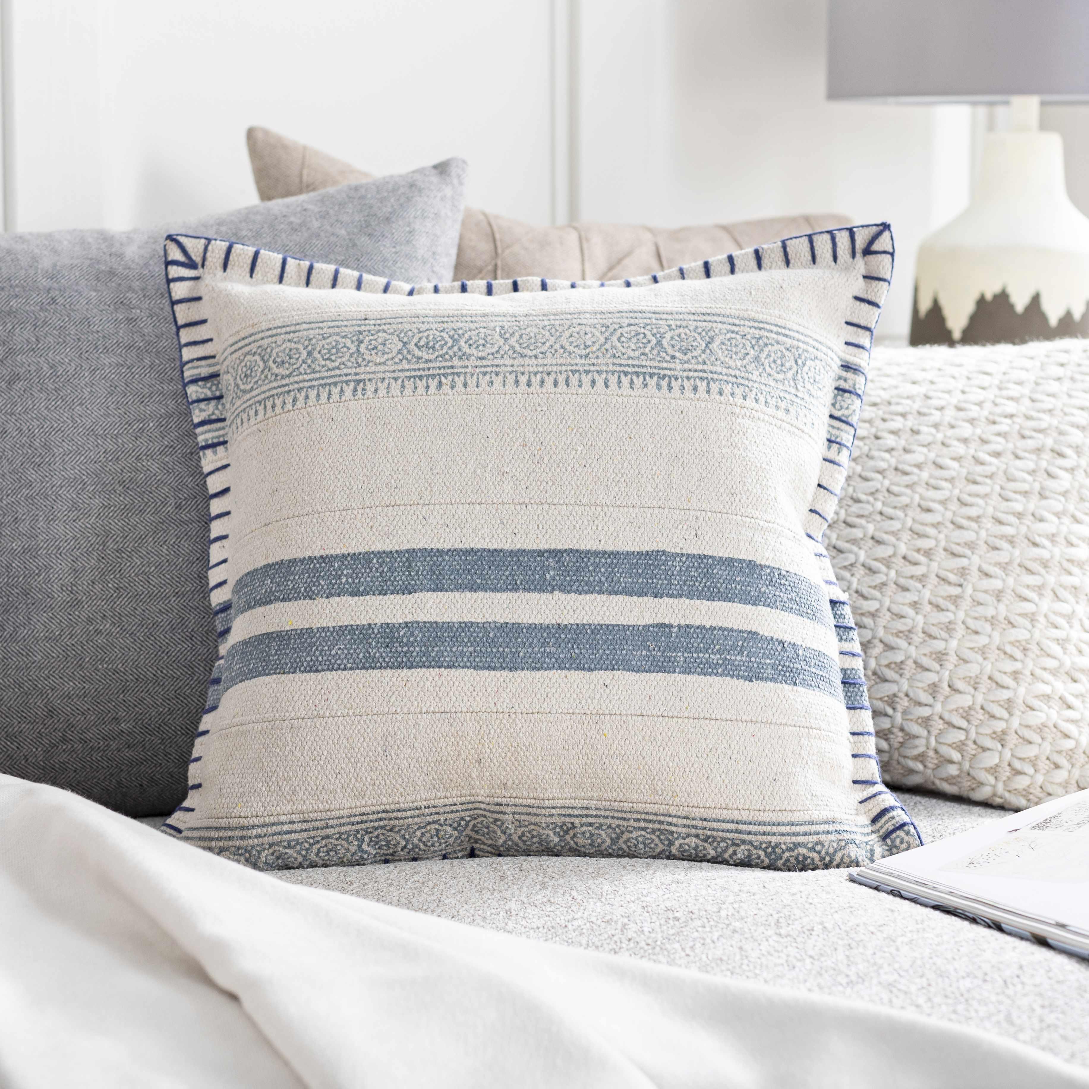 Oscar Blue Striped Throw Pillow - PRHOMZ