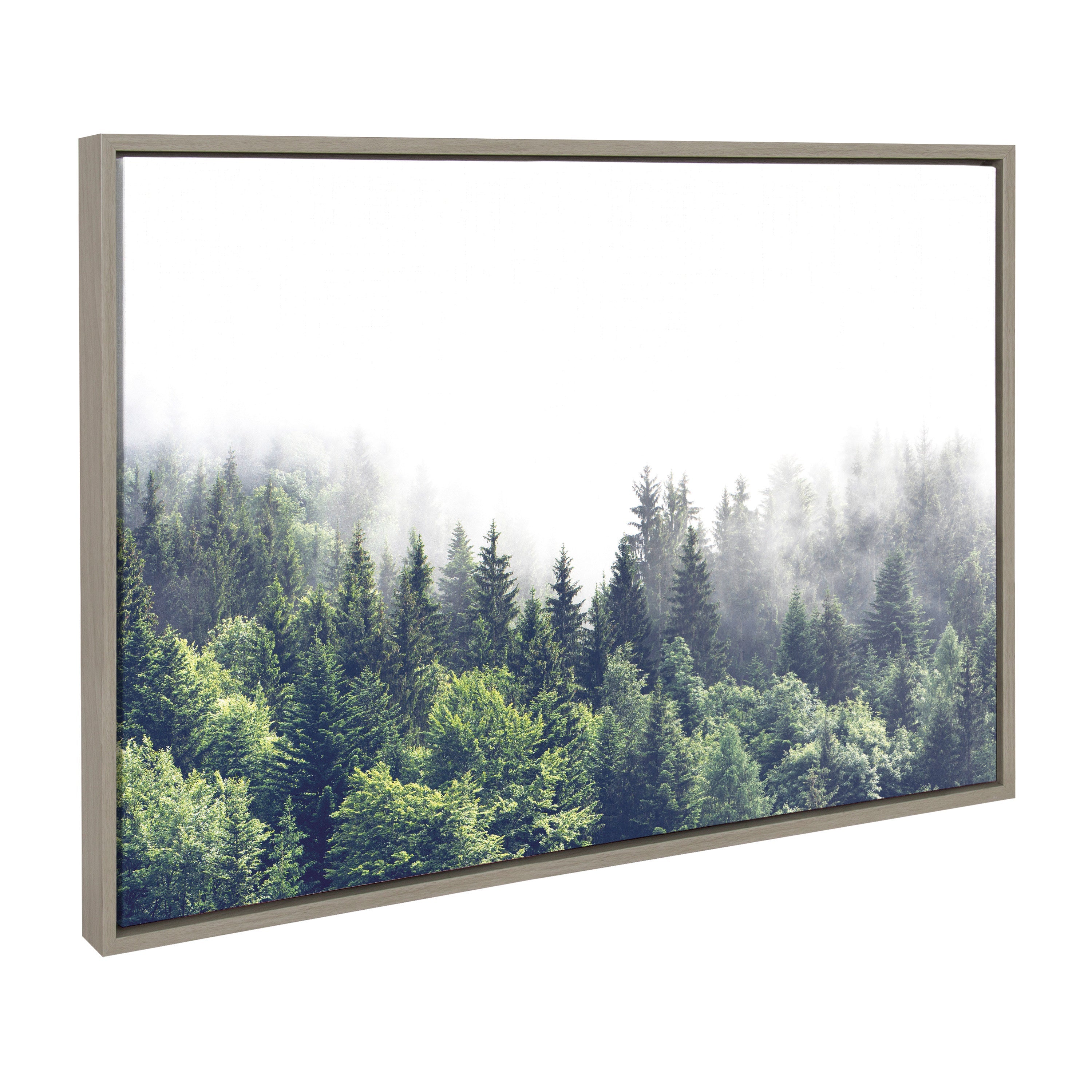 Sylvie Lush Green Forest On A Foggy Day Framed Canvas by The Creative Bunch Studio