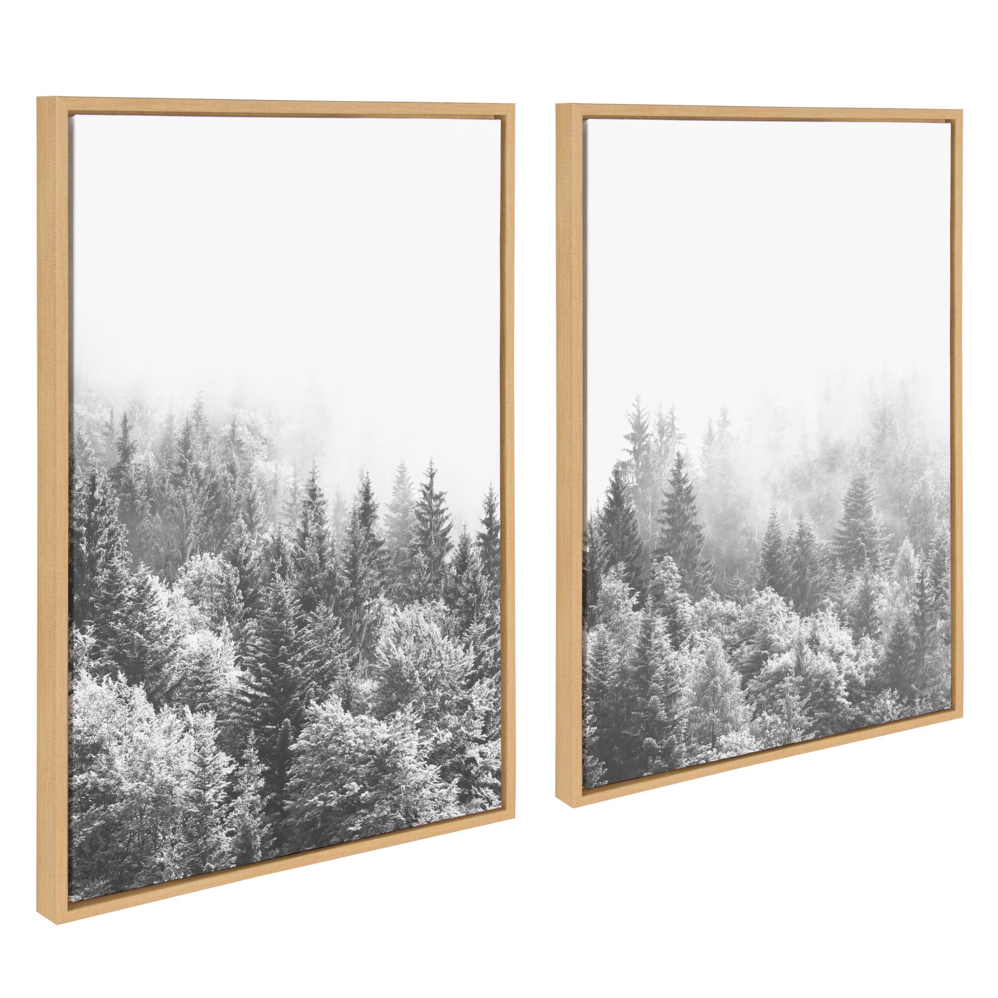 Sylvie Forest On A Foggy Day Black and White Framed Canvas Set by The Creative Bunch Studio