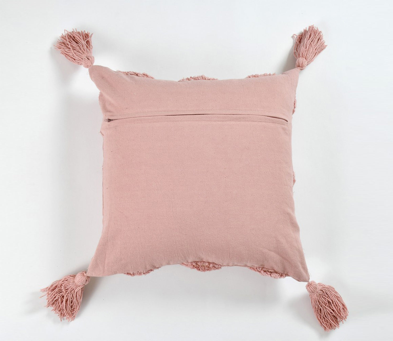 Pink Cushion Cover with Tassels | 40x40cm | Tufted Cotton | Boho Style-4