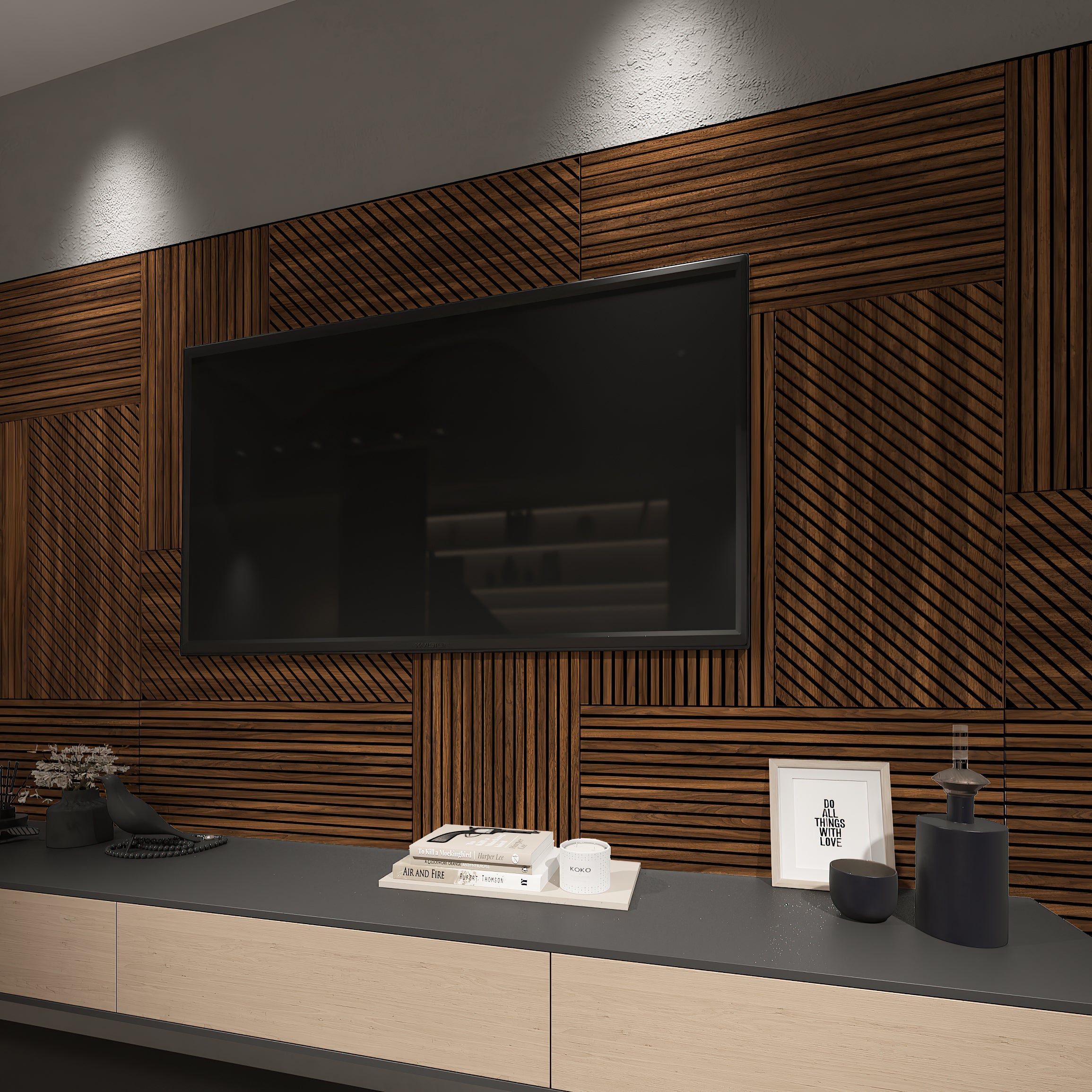 Dark Wood Accent Wall Panels-0