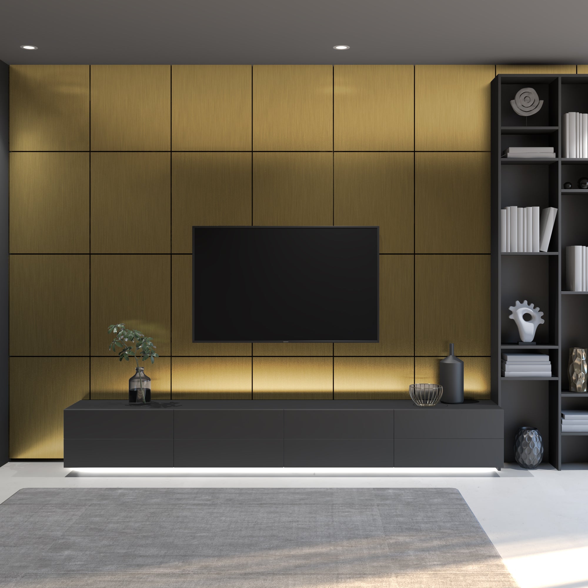 Brushed Gold Finish 3D Wall Panels-0