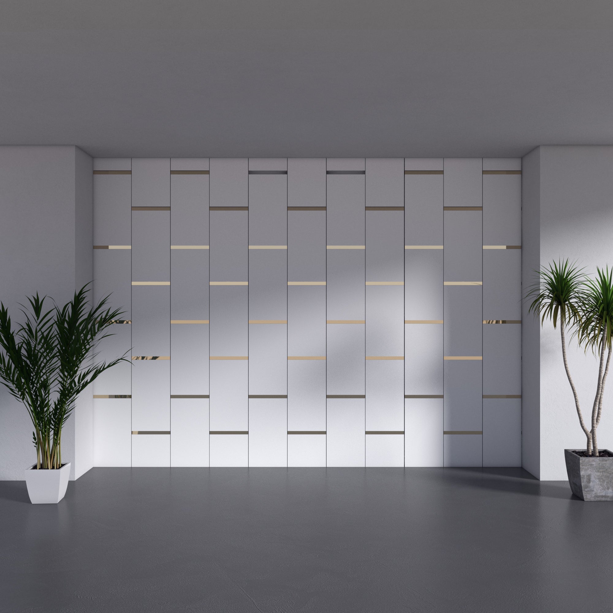 White and Gold Rectangles 3D Wall Panels-1