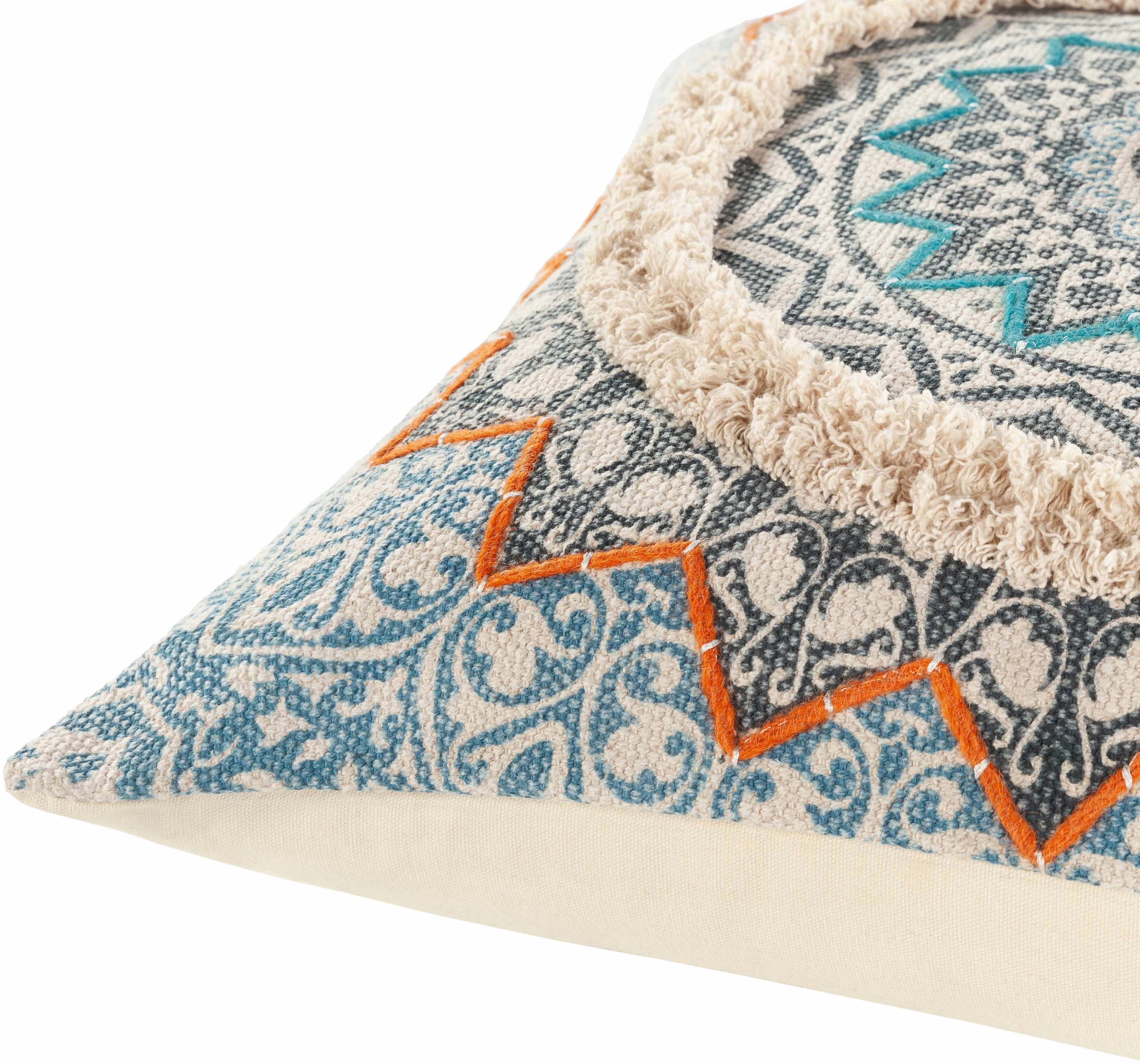 Pajo Blue Mandala Fringe Throw Pillow-2