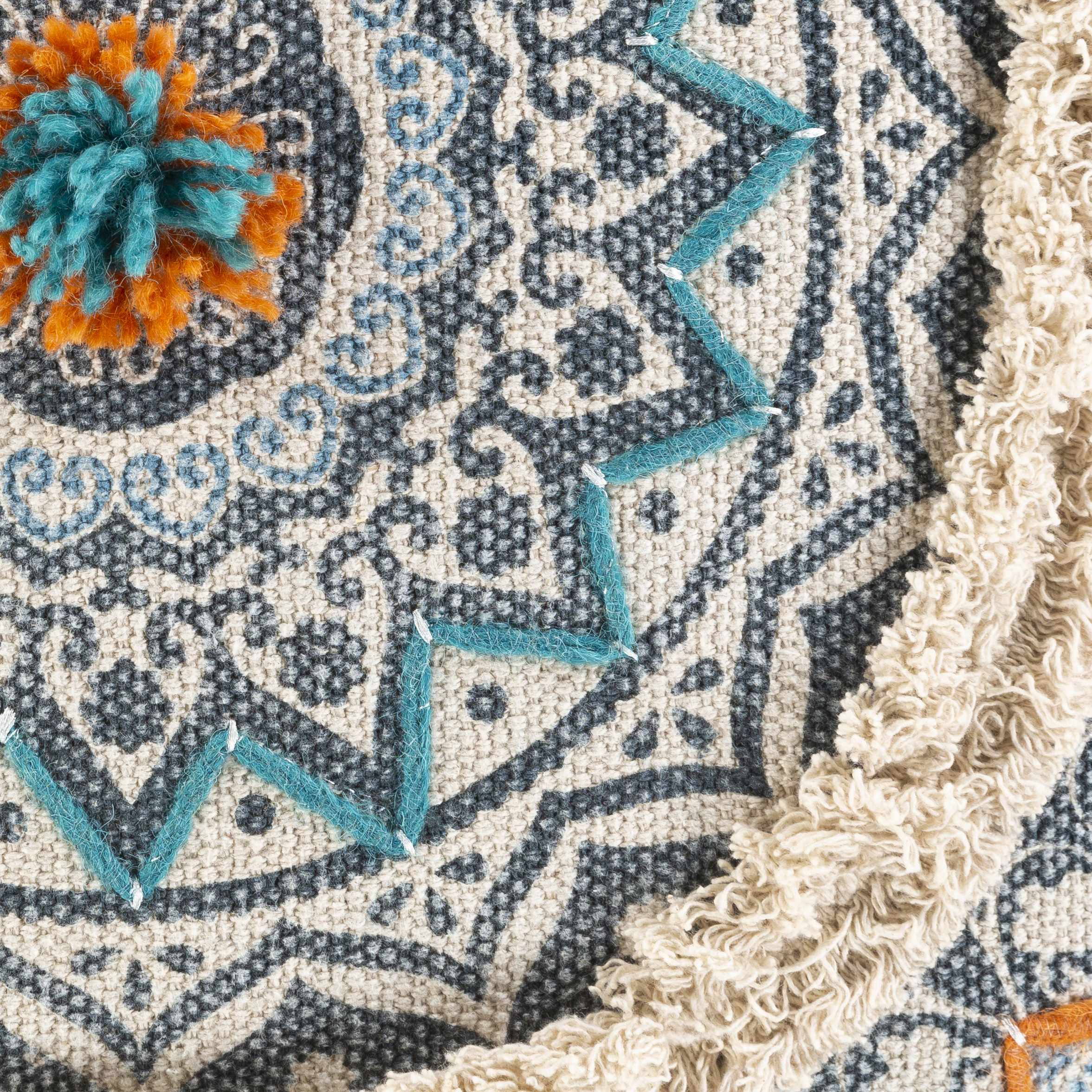 Pajo Blue Mandala Fringe Throw Pillow-3