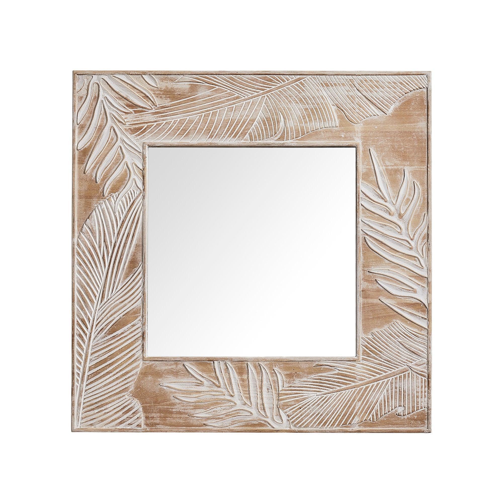 Parrot Uncle Frame for Mirrors Traditional Square Mirror Vintage Wall Decoration with Leaf Pattern