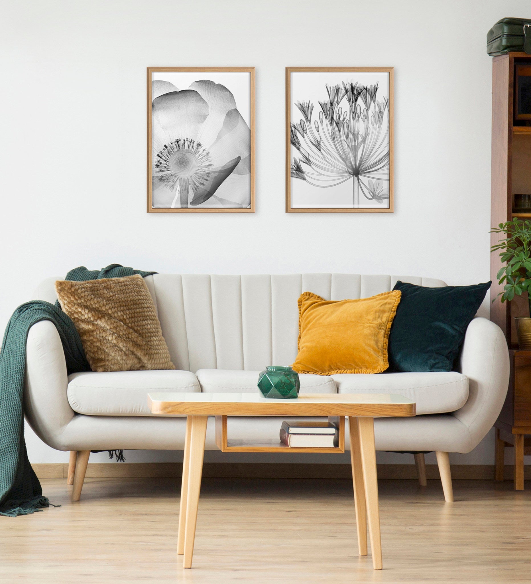 Blake Poppy X Ray Floral 2 BW Framed Printed Art by The Creative Bunch Studio