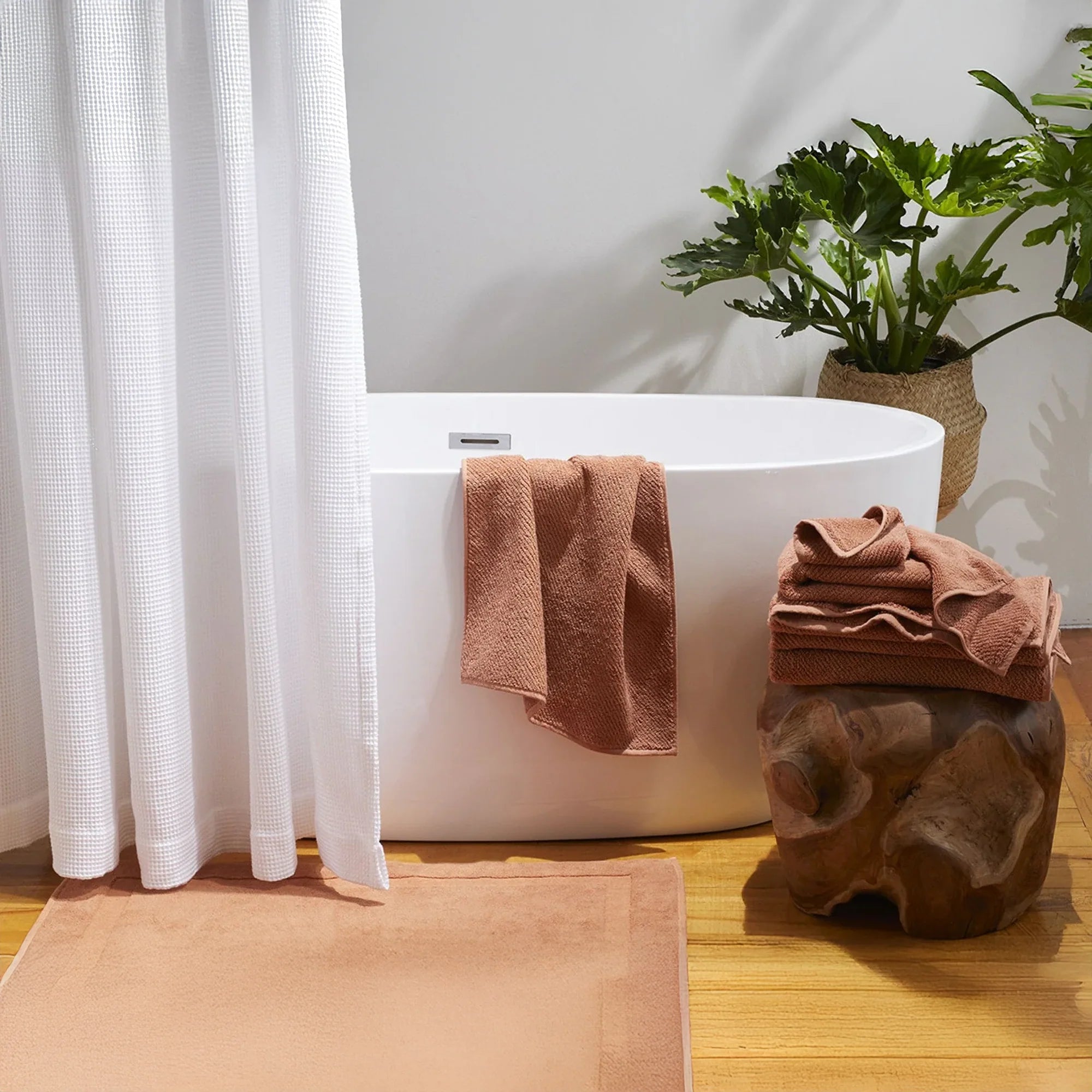 Organic Cotton Waffle Shower Curtain White | Mold Resistant, Quick Dry | Standard Sizes & Made to Measure-2