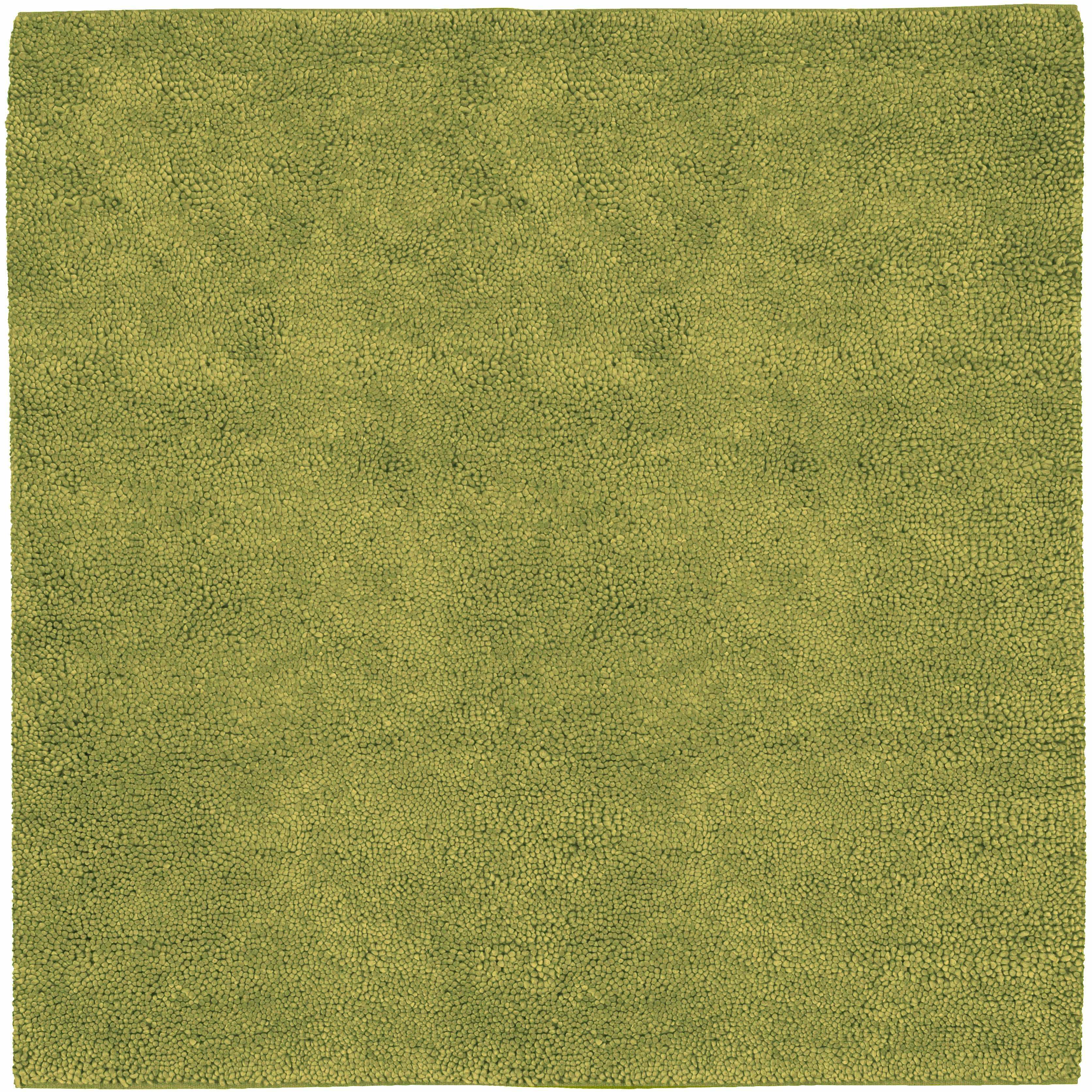 Frederika Solid Olive Green Wool Shag Rug - Clearance - PRHOMZ