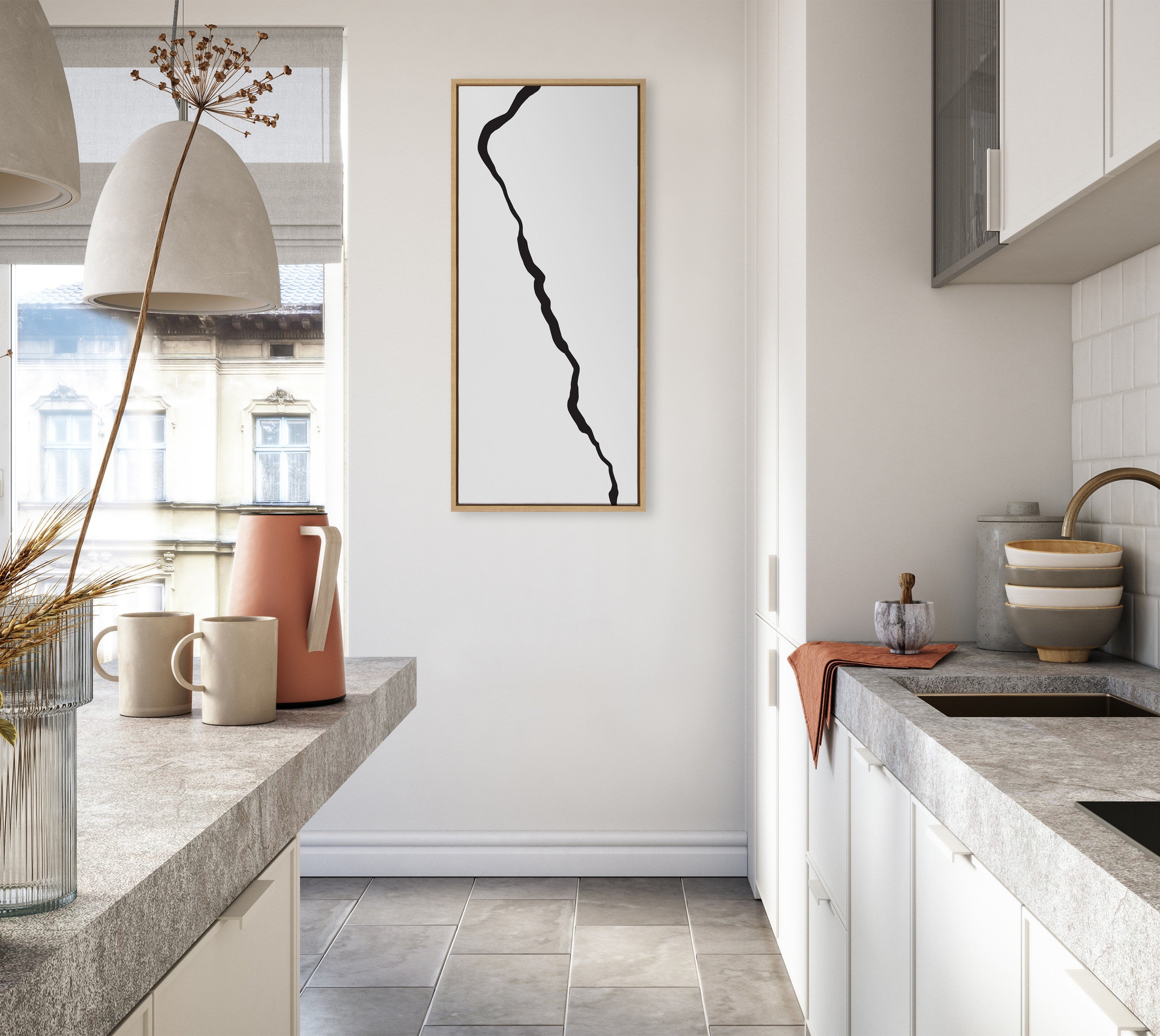 Sylvie Elevated Abstract Minimalist Mountain Landscape Framed Canvas by The Creative Bunch Studio