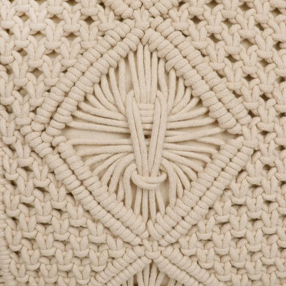 Bohemian Macrame Cushion Cover 40x40cm | Natural Cotton | Handmade-2