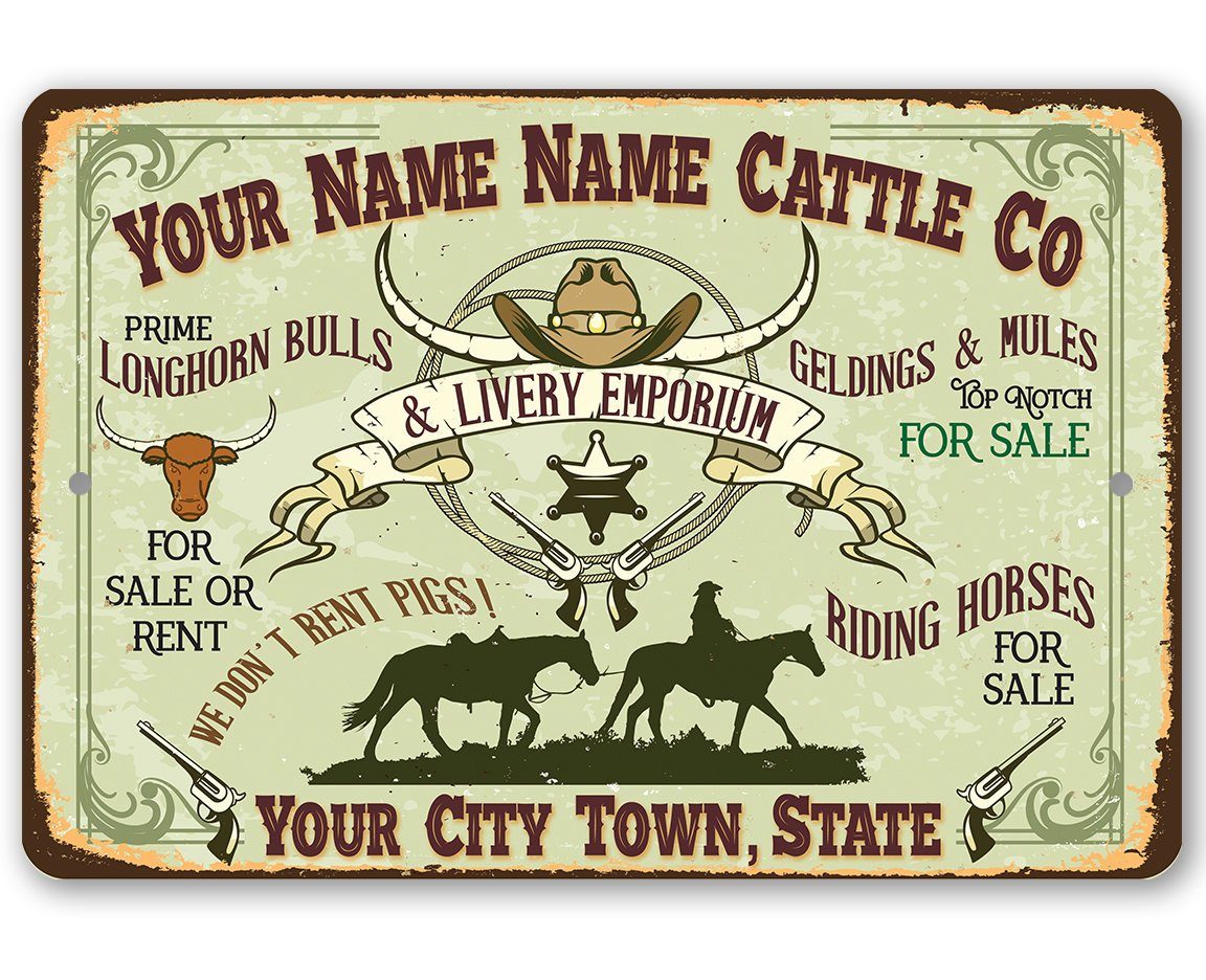 Personalized - Cattle Company - Metal Sign