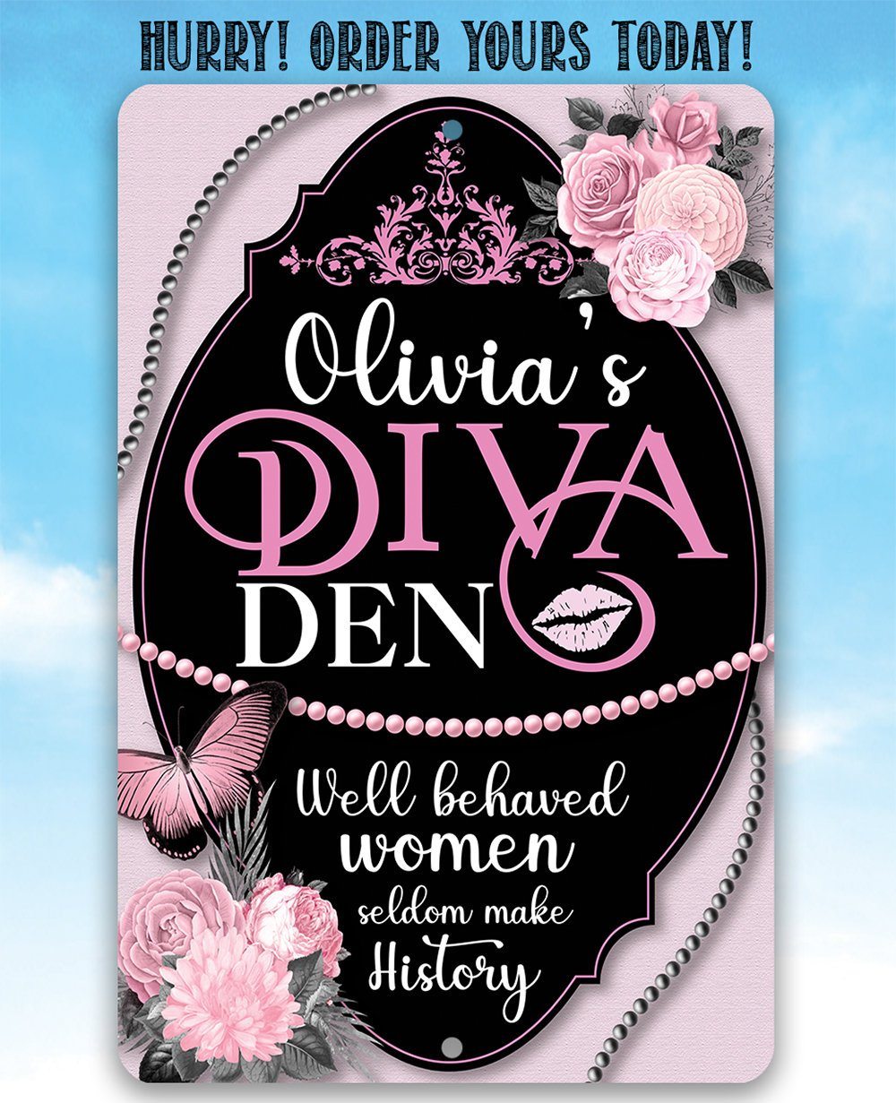 Personalized - Diva Den - Metal Sign