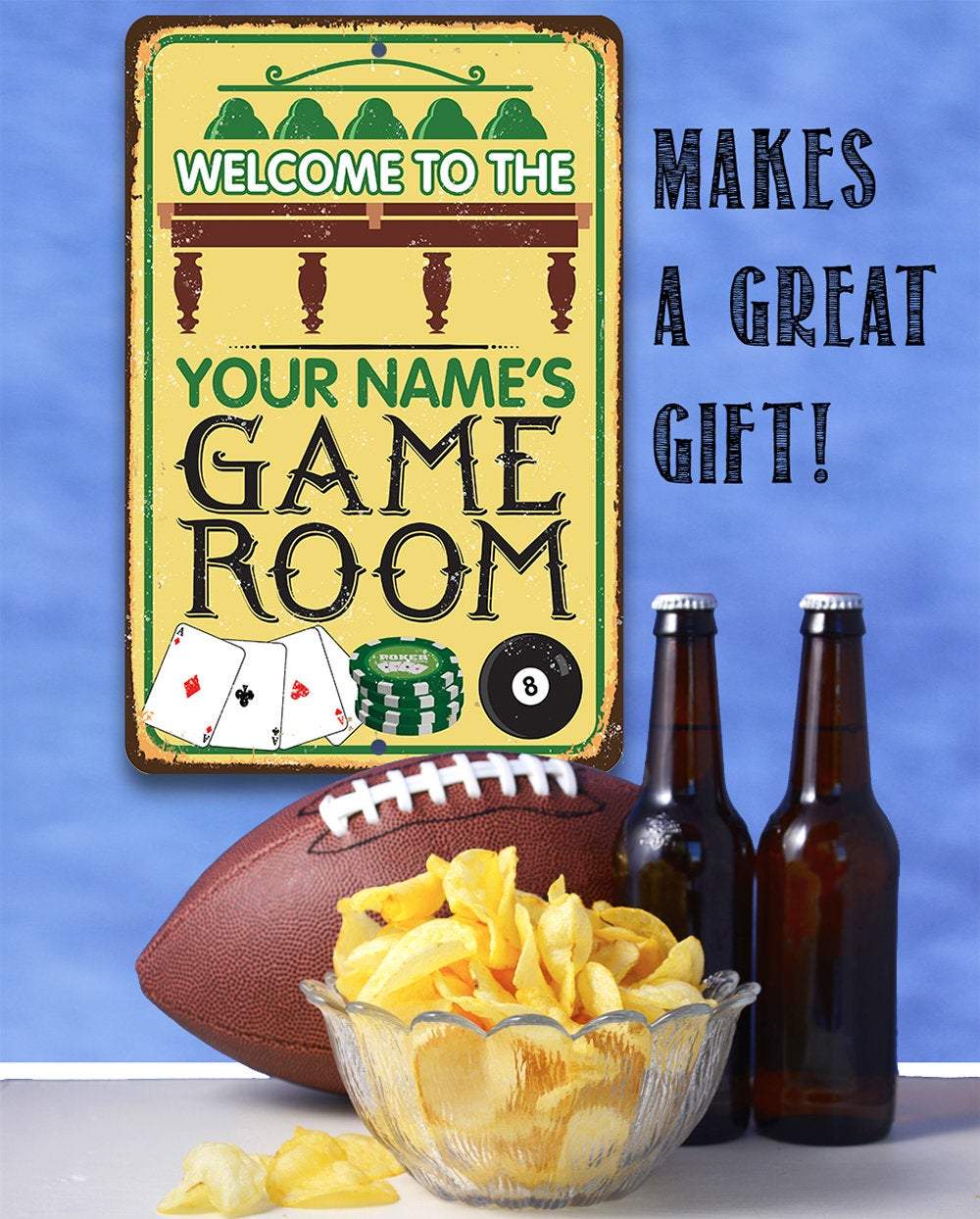 Personalized - Game Room Play Nice - Metal Sign