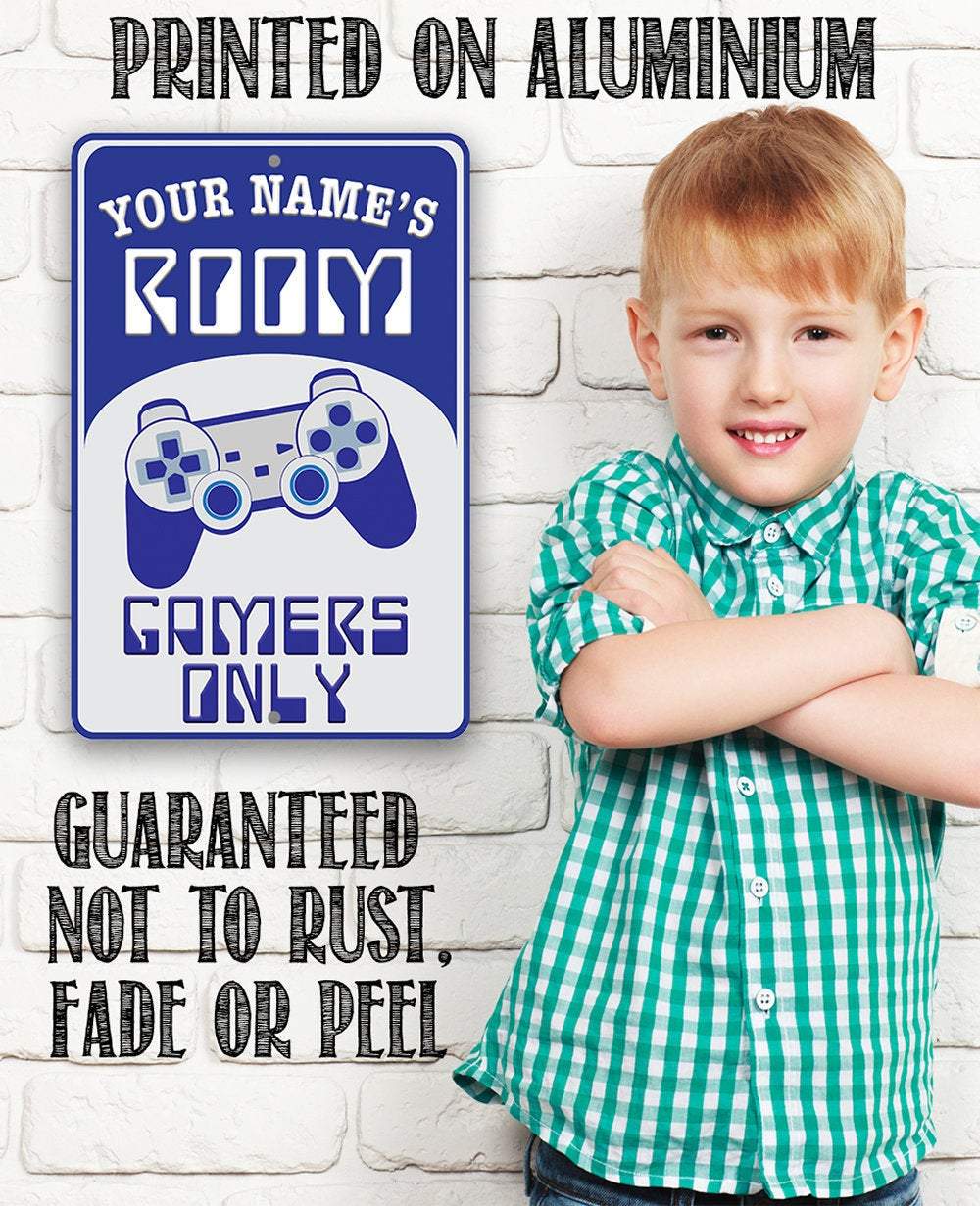 Personalized - Gamers Only - Blue - Metal Sign