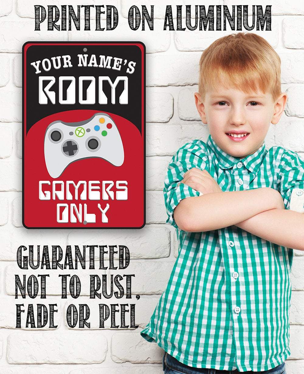 Personalized - Gamers Only - Red - Metal Sign