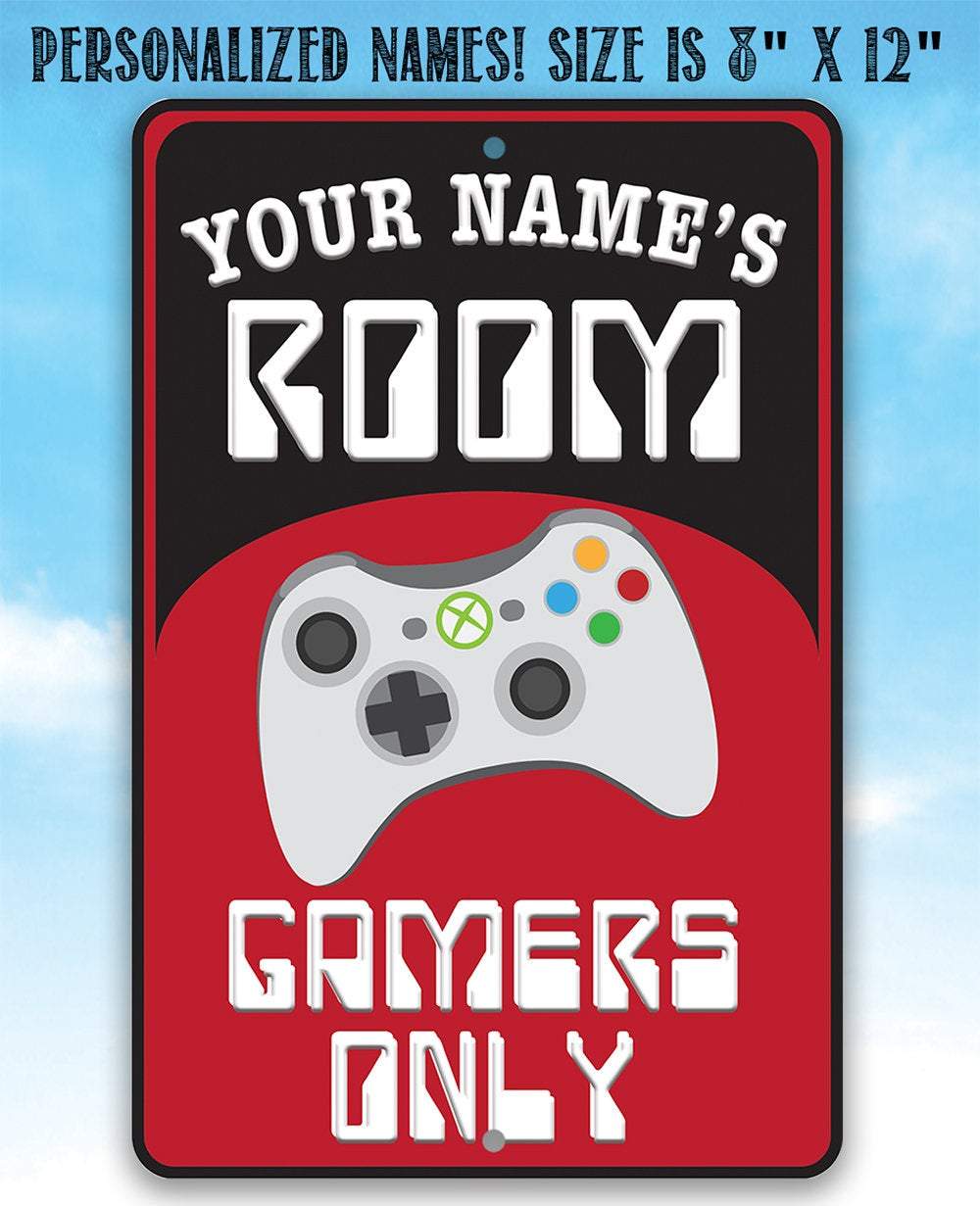 Personalized - Gamers Only - Red - Metal Sign