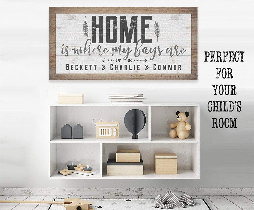 Personalized - Home Is Where My Boys Are - Canvas
