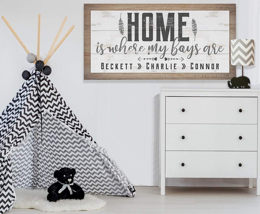 Personalized - Home Is Where My Boys Are - Canvas