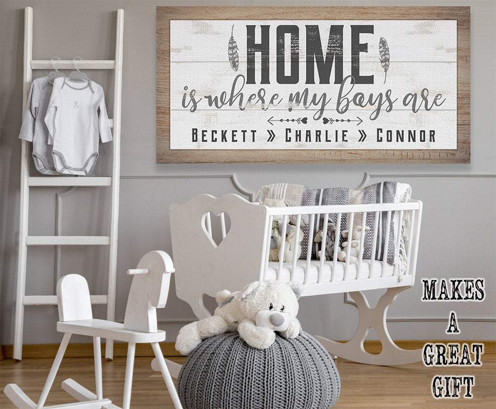 Personalized - Home Is Where My Boys Are - Canvas