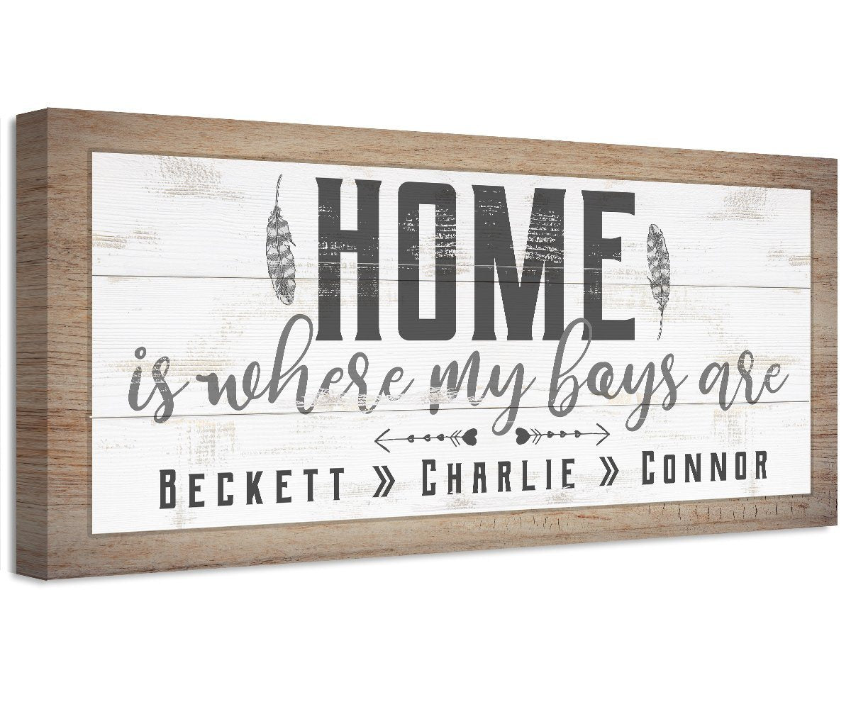 Personalized - Home Is Where My Boys Are - Canvas