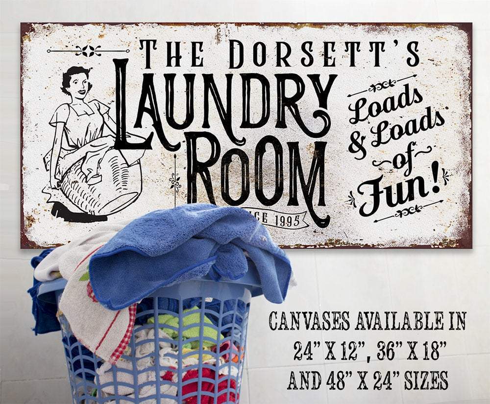 Personalized - Laundry Loads of Fun - Canvas