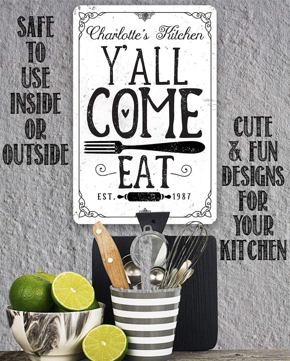 Personalized - Y'all Come Eat Kitchen - Metal Sign