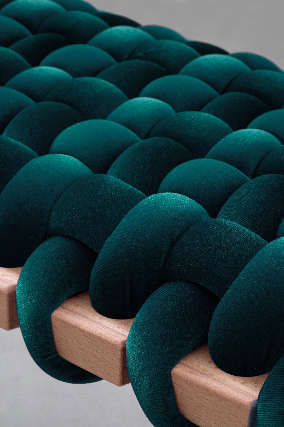 Petrol Velvet Woven Bench