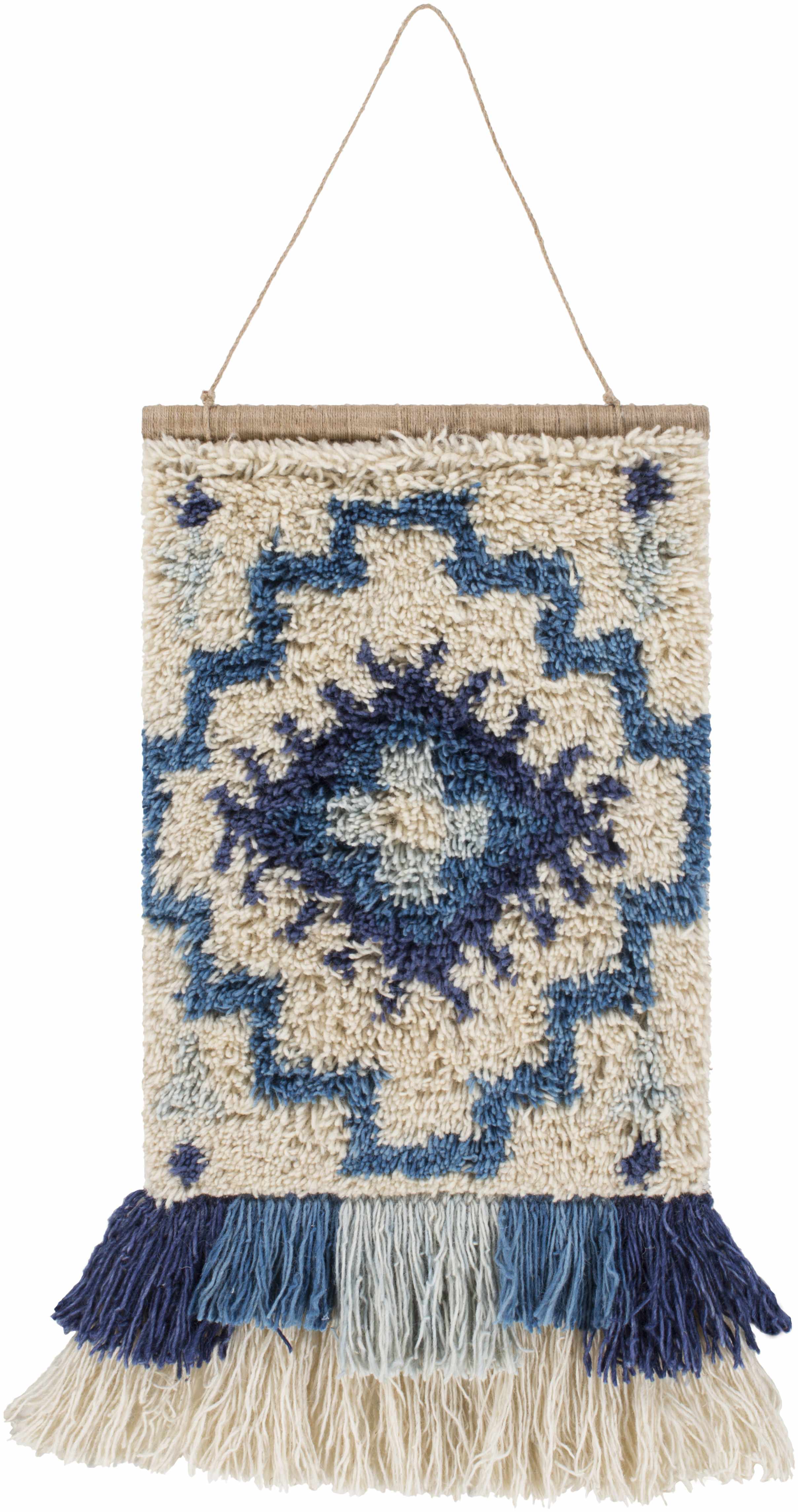 Philomont Ivory and Blue Geometric Wall Hanging-0