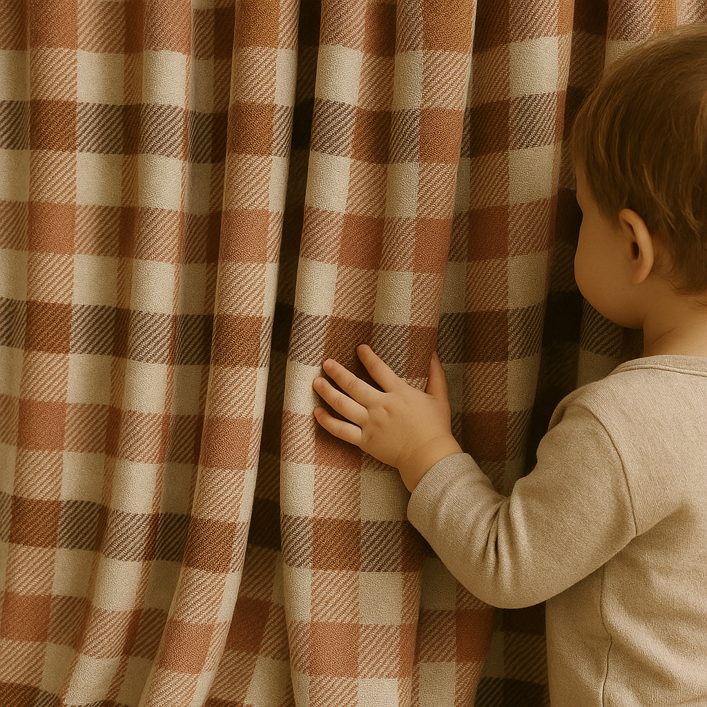 Pastel Plaid Linen Curtains – Custom Size – Light Filtering or Blackout Lined – 5 Colours-3