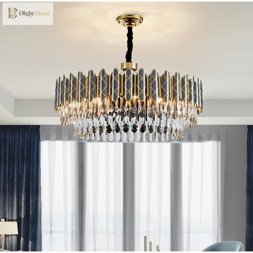Post-Modern Black Crystal Chandelier | Dining Room Lighting