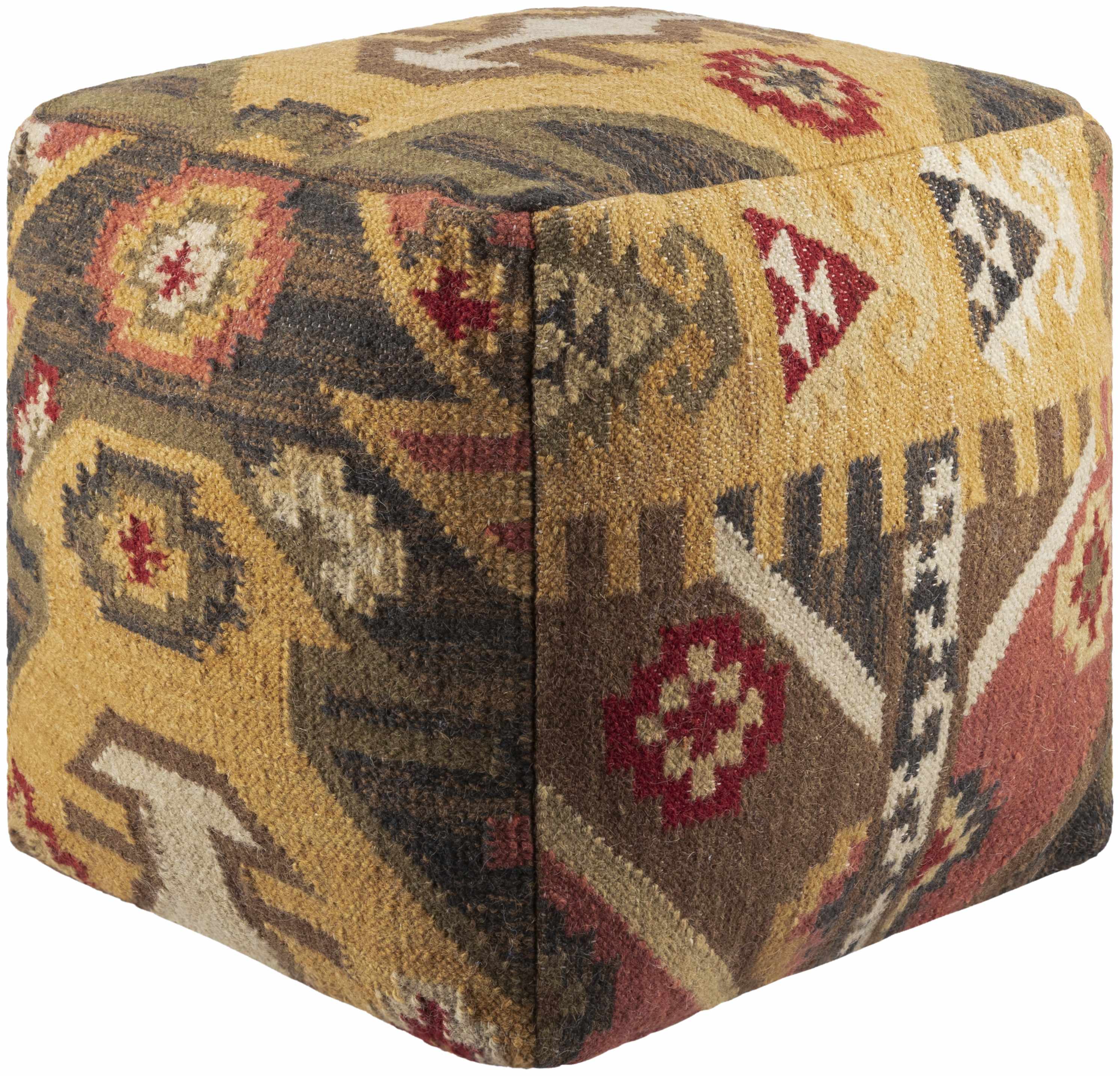 Dhaurahra Southwestern Geometric Cotton Pouf-0