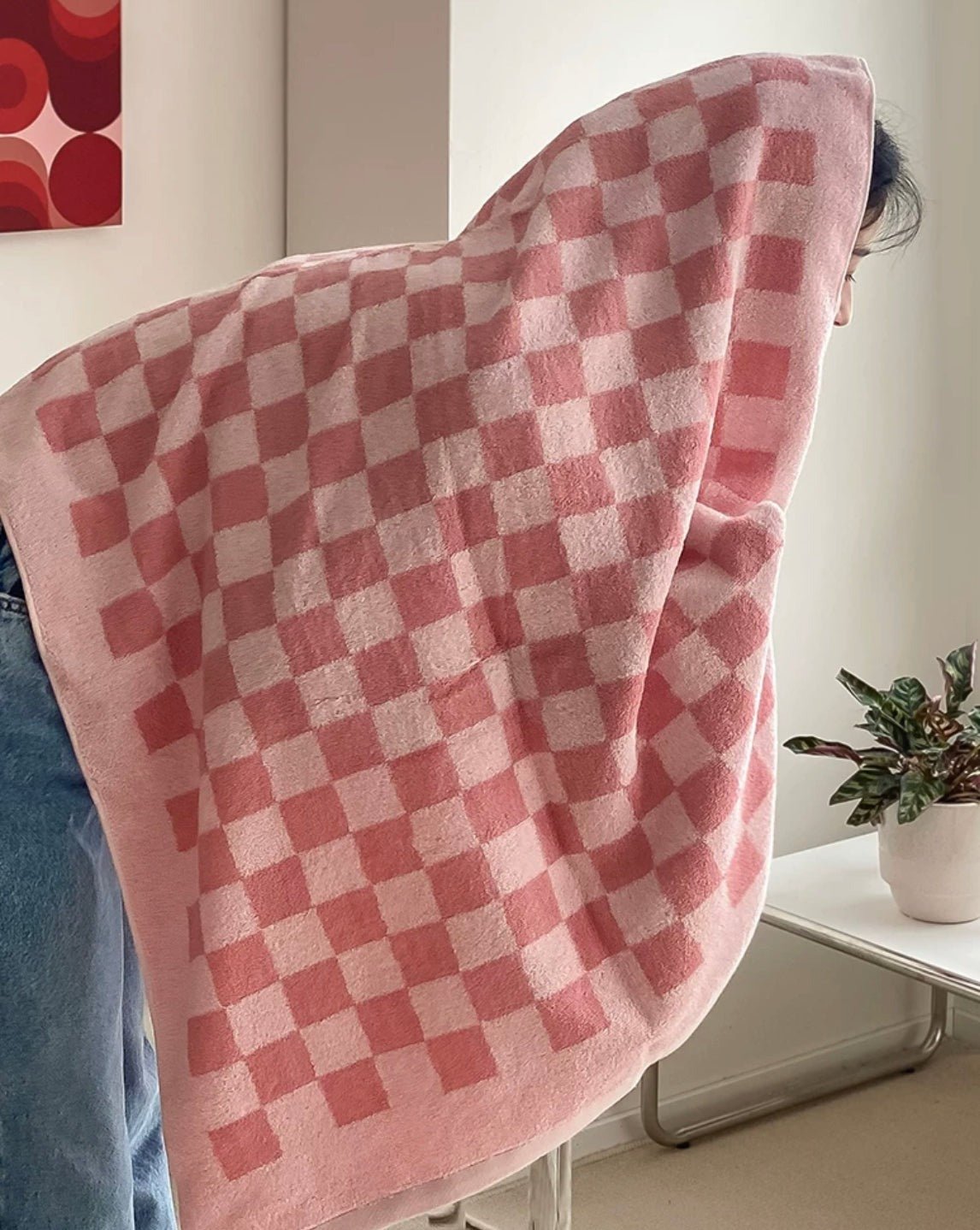 Premium Checkered Bath Towel - Long-Staple Cotton for Ultimate Softness and Absorbency-3