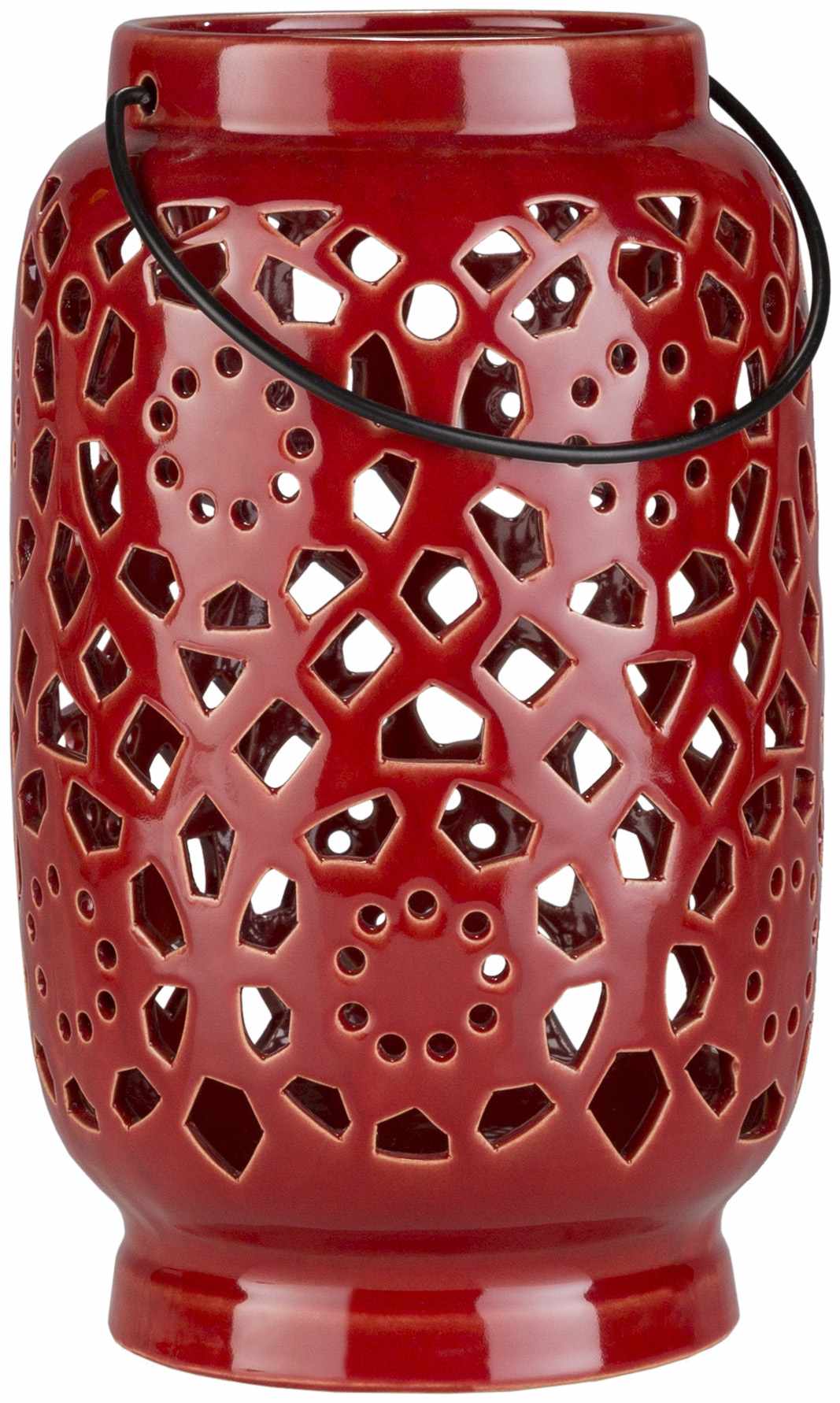 Parkerton Red Geometric Ceramic Lantern-0