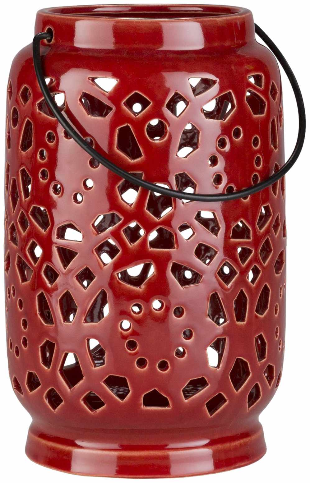 Parkerton Red Geometric Ceramic Lantern-4