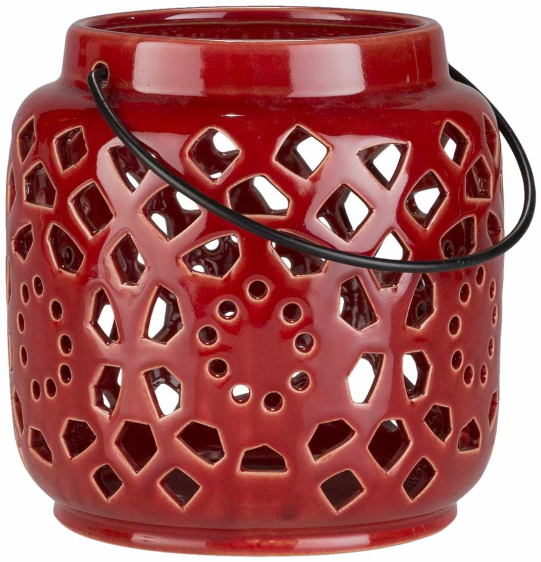 Parkerton Red Geometric Ceramic Lantern-5
