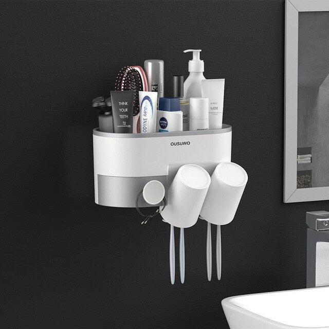 Toothbrush Holder Automatic Bathroom Accessories Set Electric Toothbrush Toothpaste Squeezer Toothpaste Dispenser Wall Mounted-9