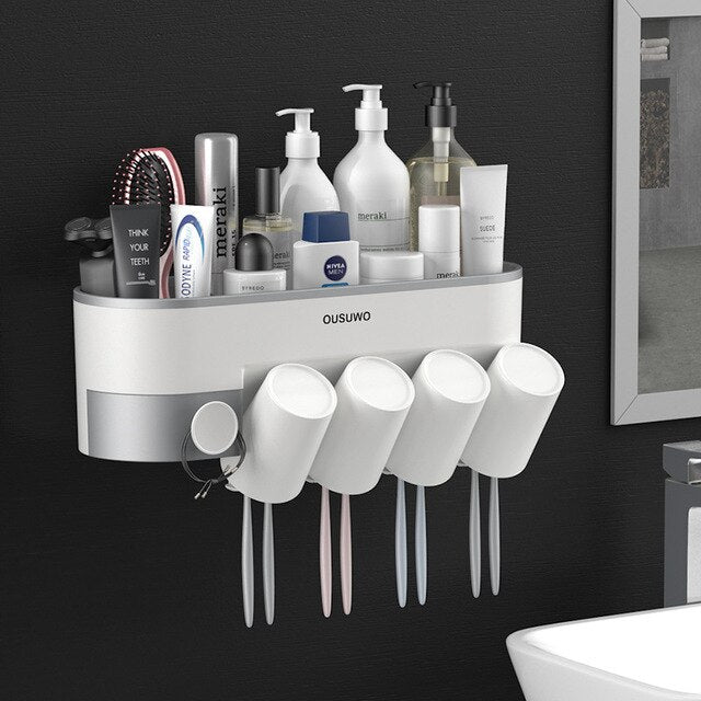 Toothbrush Holder Automatic Bathroom Accessories Set Electric Toothbrush Toothpaste Squeezer Toothpaste Dispenser Wall Mounted-7