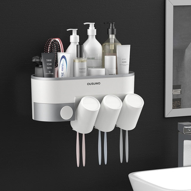 Toothbrush Holder Automatic Bathroom Accessories Set Electric Toothbrush Toothpaste Squeezer Toothpaste Dispenser Wall Mounted-5