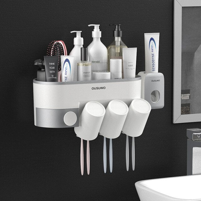 Toothbrush Holder Automatic Bathroom Accessories Set Electric Toothbrush Toothpaste Squeezer Toothpaste Dispenser Wall Mounted-6