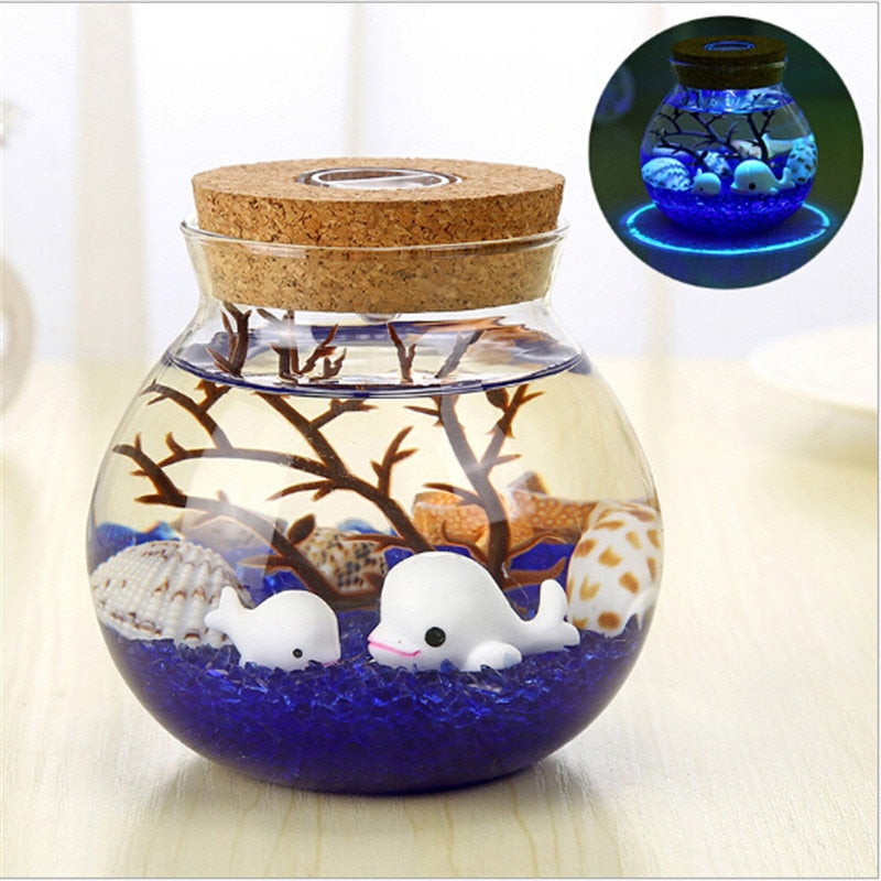 Novelty RGB LED Night Lamp Romantic Sea Fish Stone Ocean Bottle Night Lights For Children Baby Christmas Gift Bedroom Decoration-2